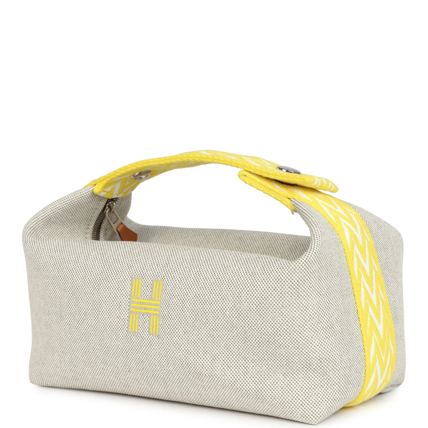 Hermes Bride A Brac Case PM Jaune Citron Plume Canvas Palladium Hardware