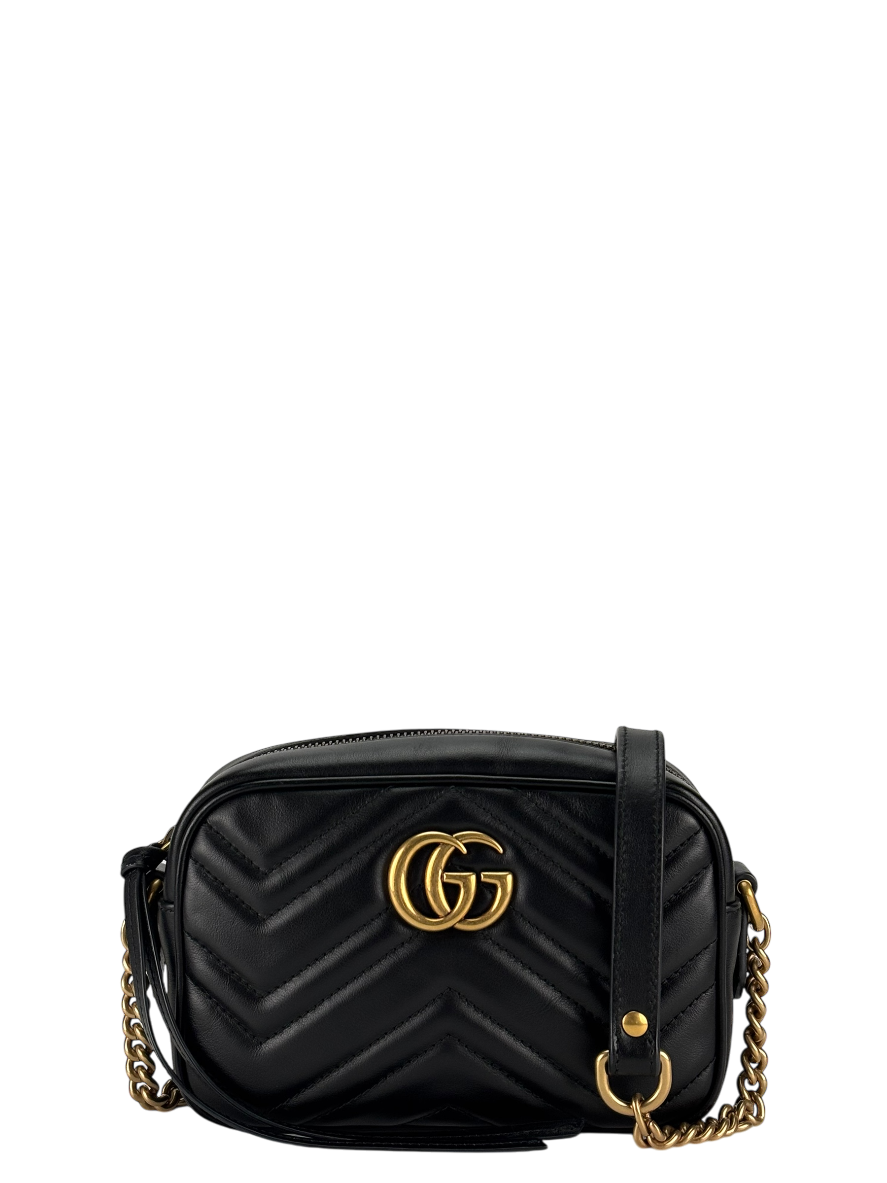 GUCCI - Small Black GG Marmont Matelasse Camera Bag