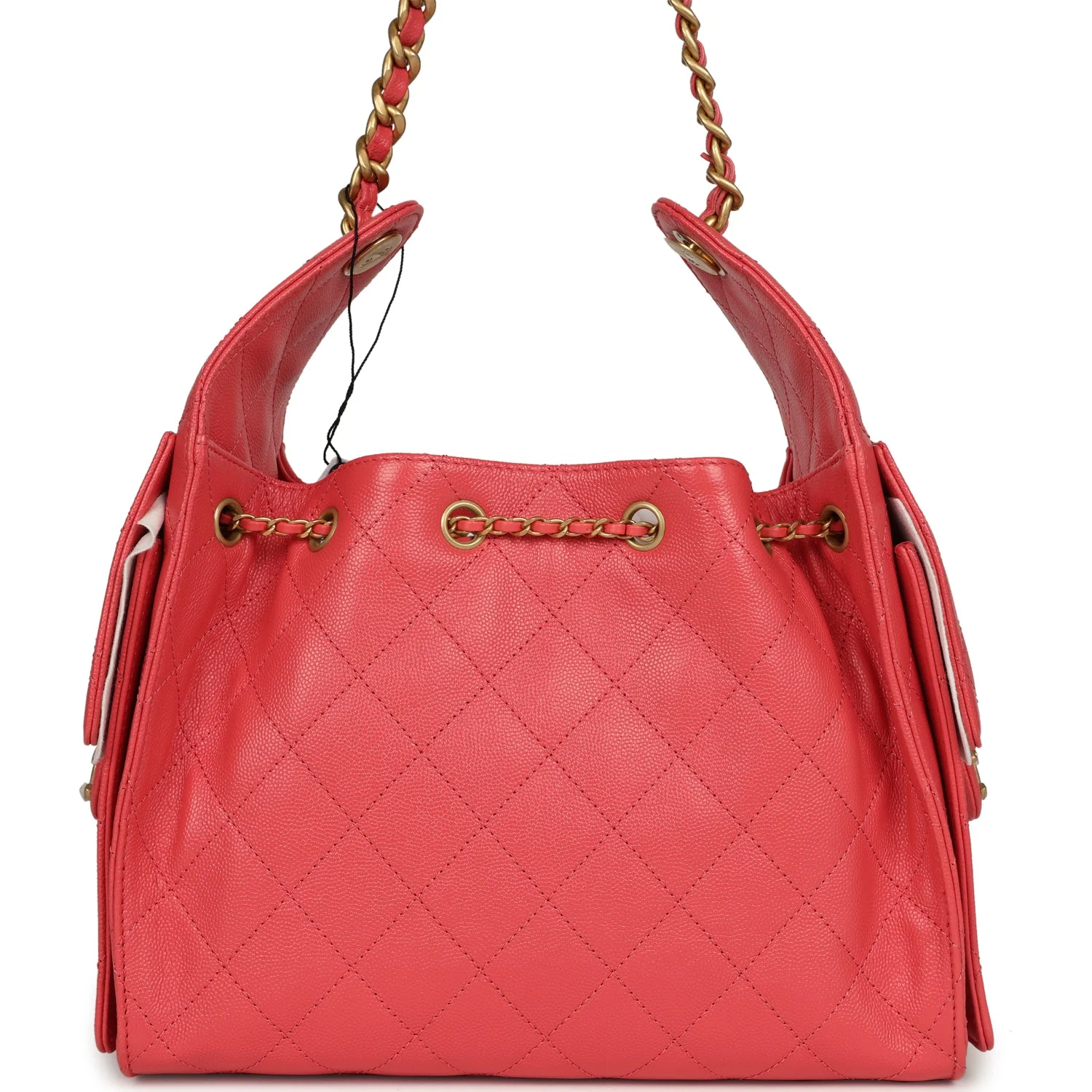 Chanel Small 25 Hobo Bag Coral Pink Caviar Antique Gold Hardware