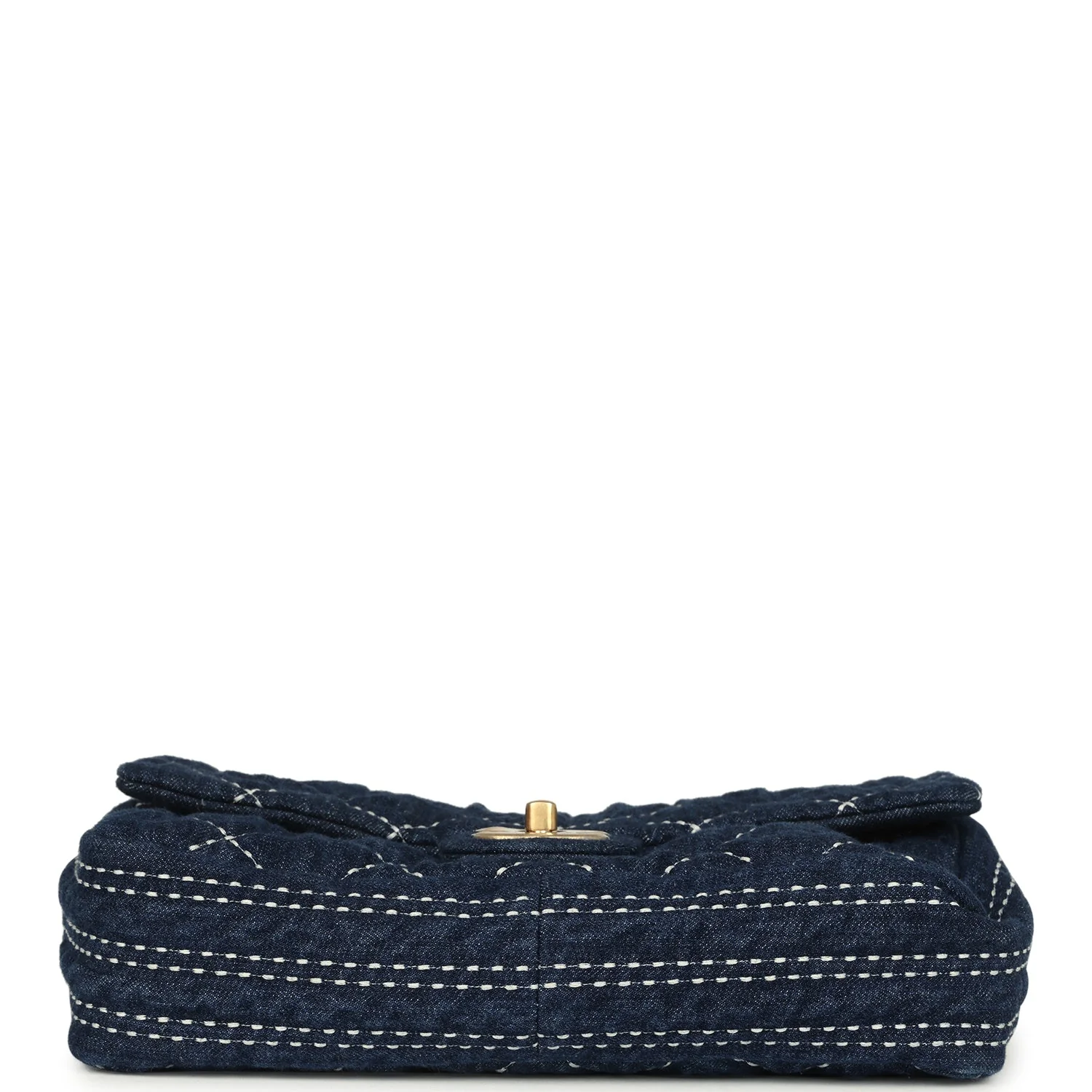 Pre-owned Chanel Medium Classic Flap Bag Blue Denim Aged Gold Hardware