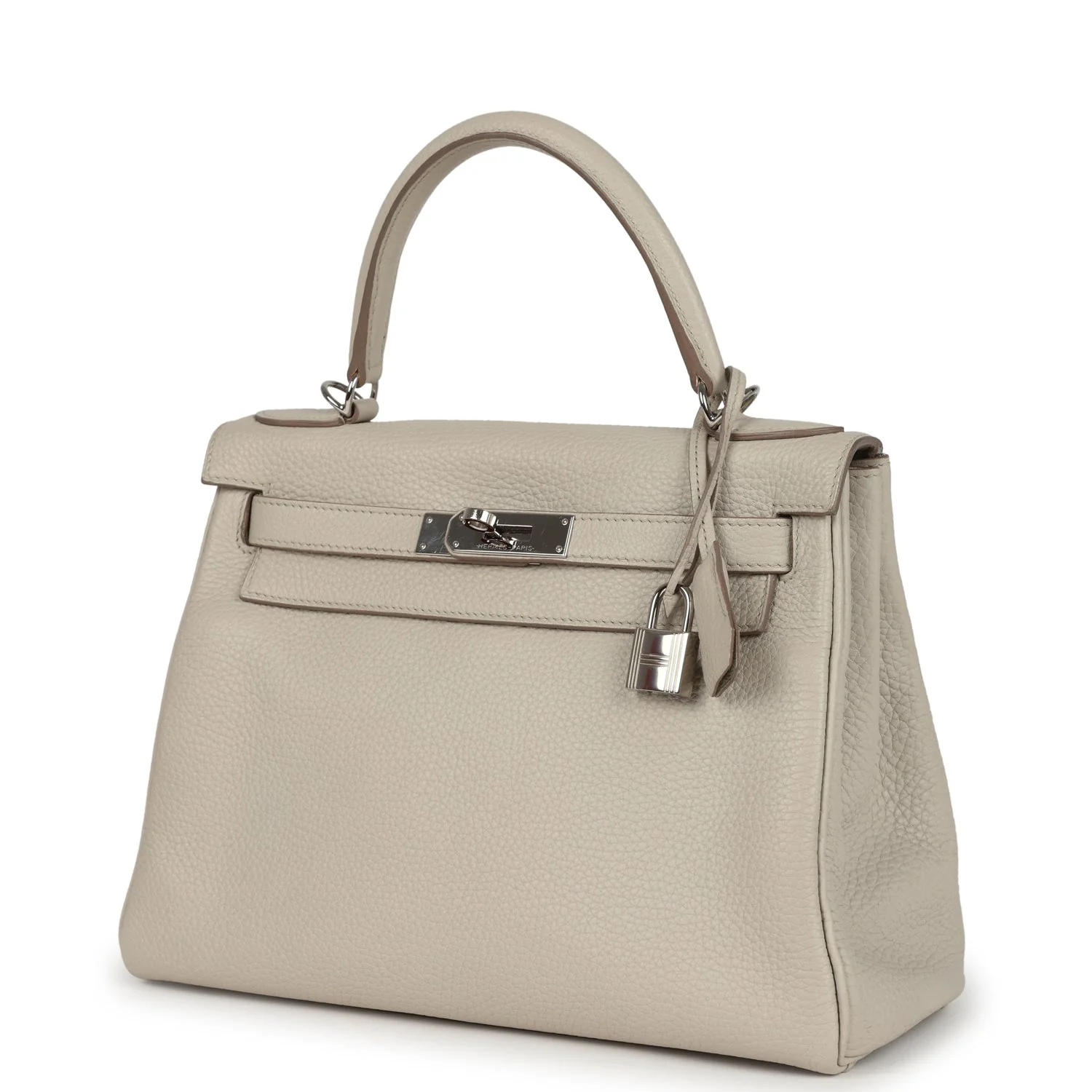 Pre-owned Hermes Kelly Retourne 28 Beton Clemence Palladium Hardware