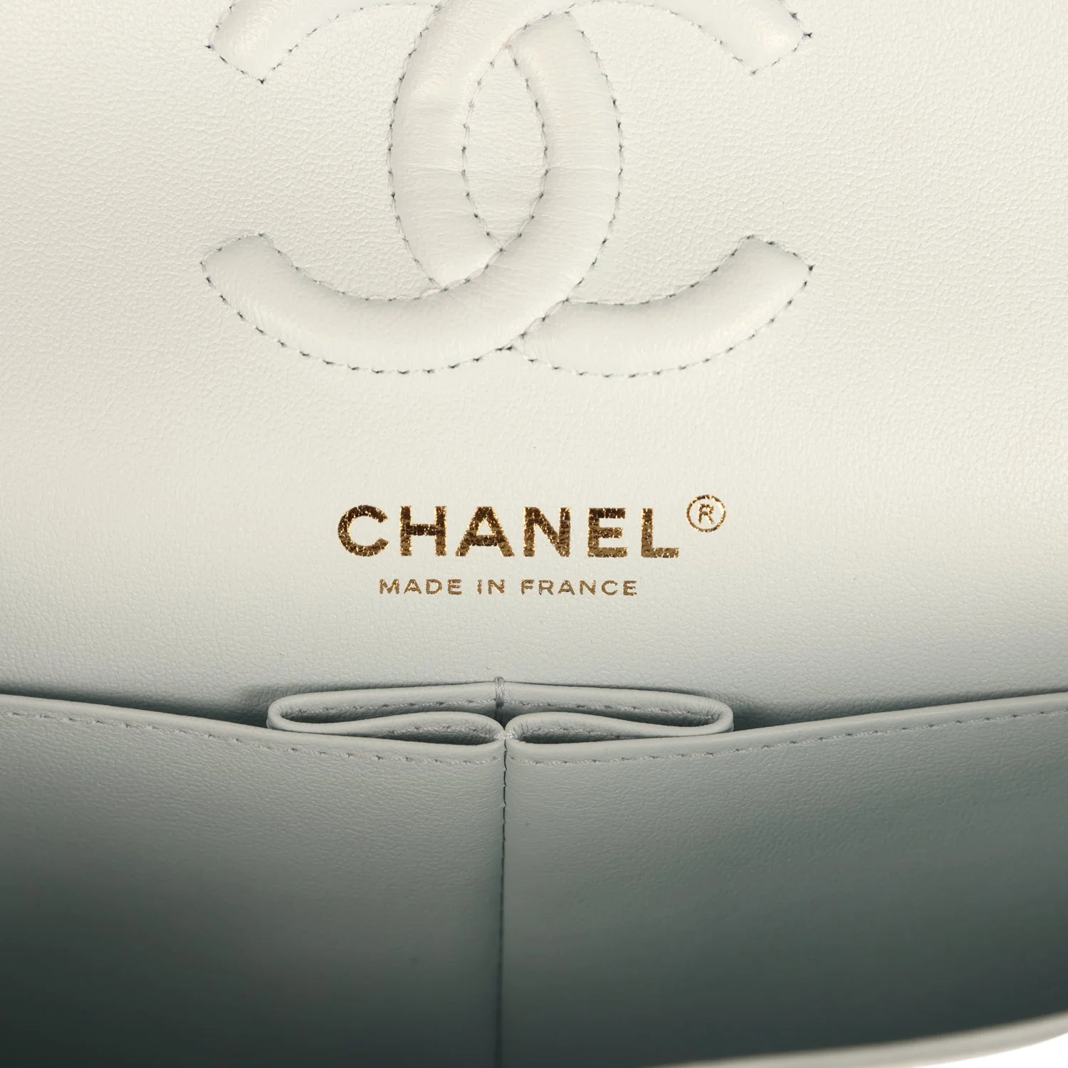 Chanel Small Classic Double Flap Bag Light Blue Shiny Caviar Light Gold Hardware