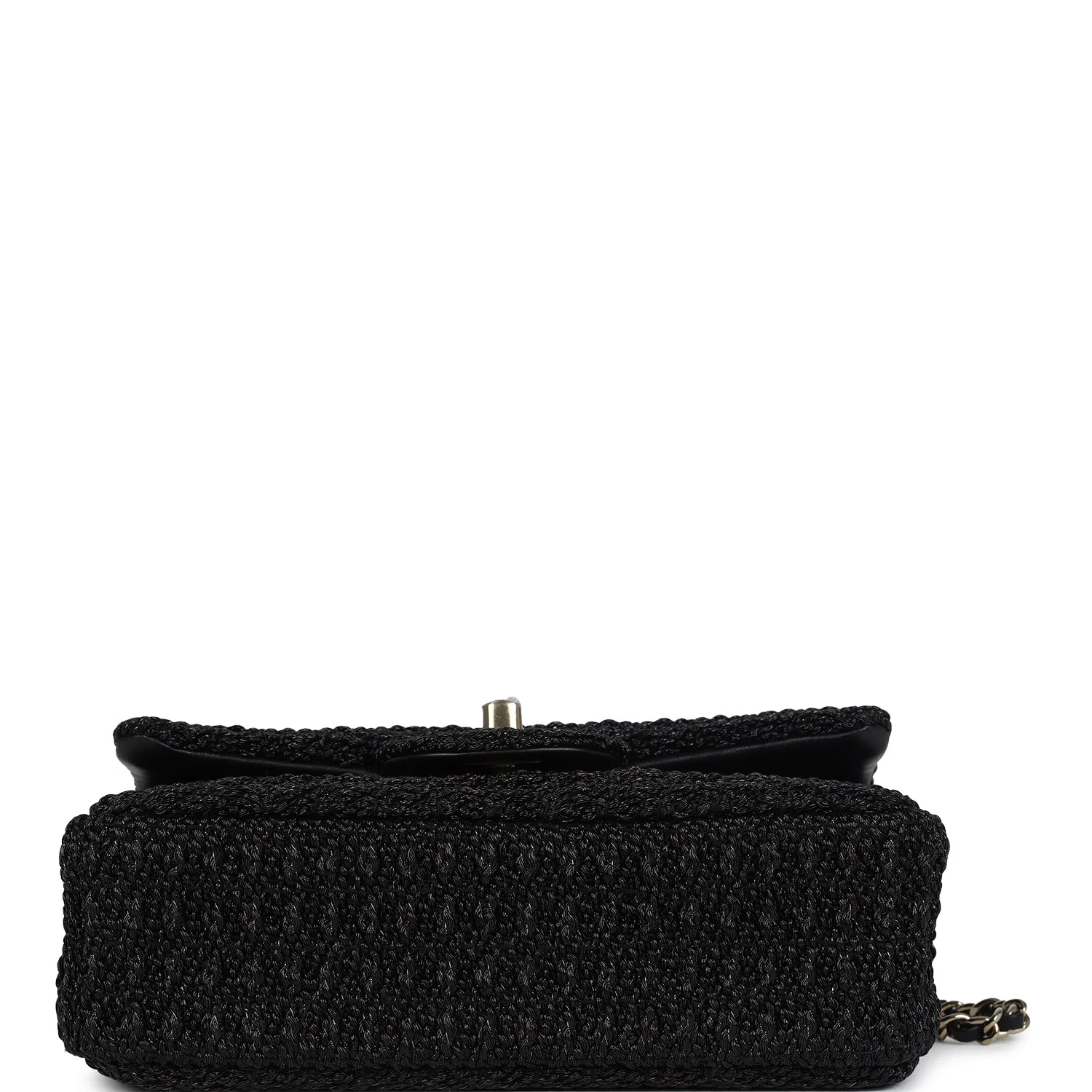 Chanel Mini Summer Nights Flap Bag Black Woven Patent Leather Light Gold Hardware