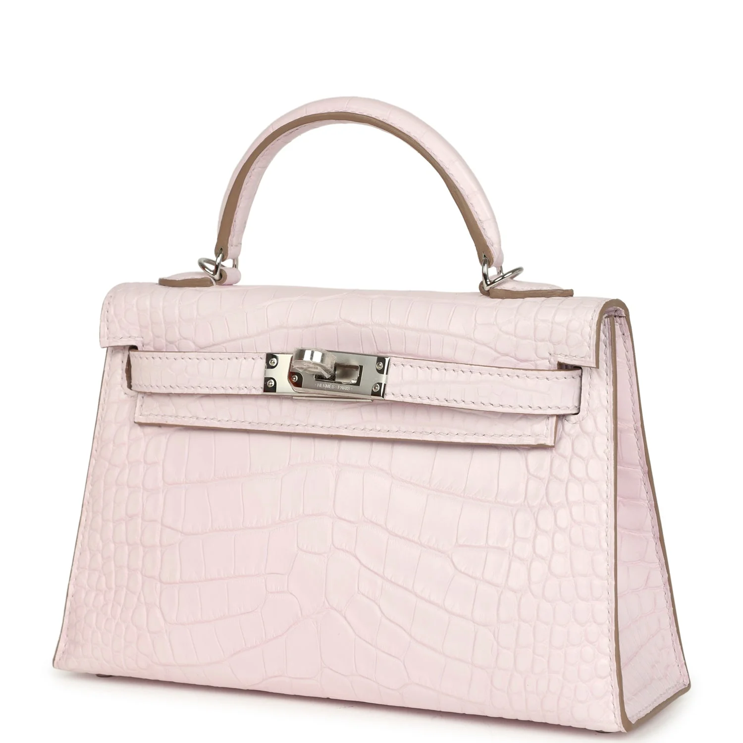 Hermes Kelly Sellier 20 Mauve Pale Boreal Satin Alligator Palladium Hardware