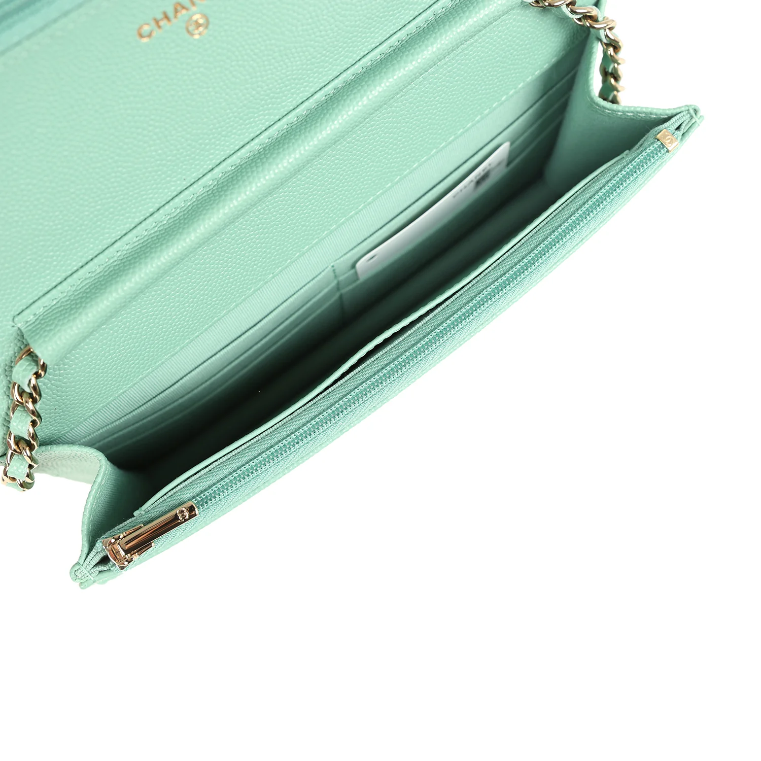 Chanel Wallet On Chain WOC Light Green Caviar Light Gold Hardware