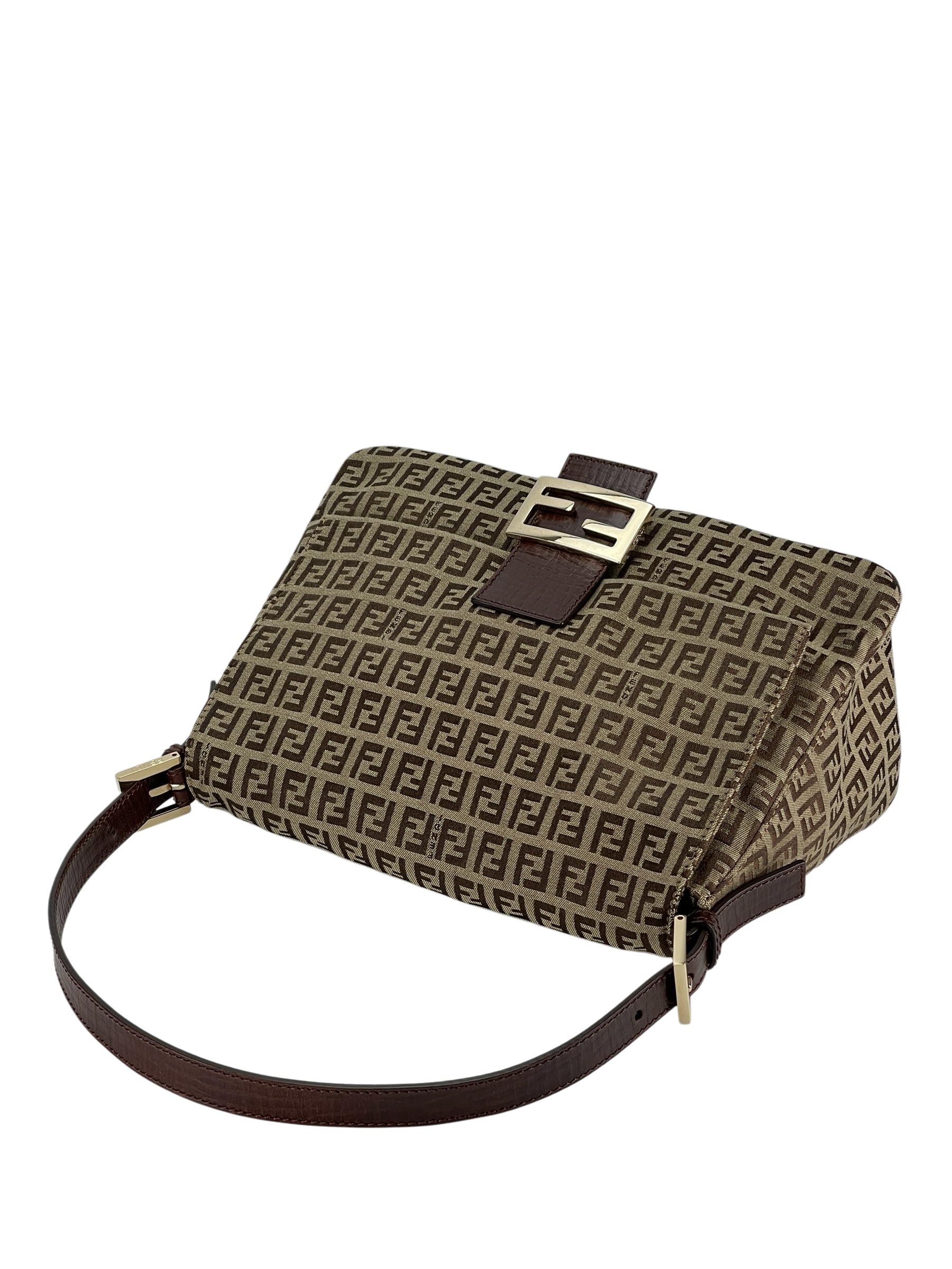 FENDI - Beige Zucca Mamma Baguette Handbag Silver Hardware