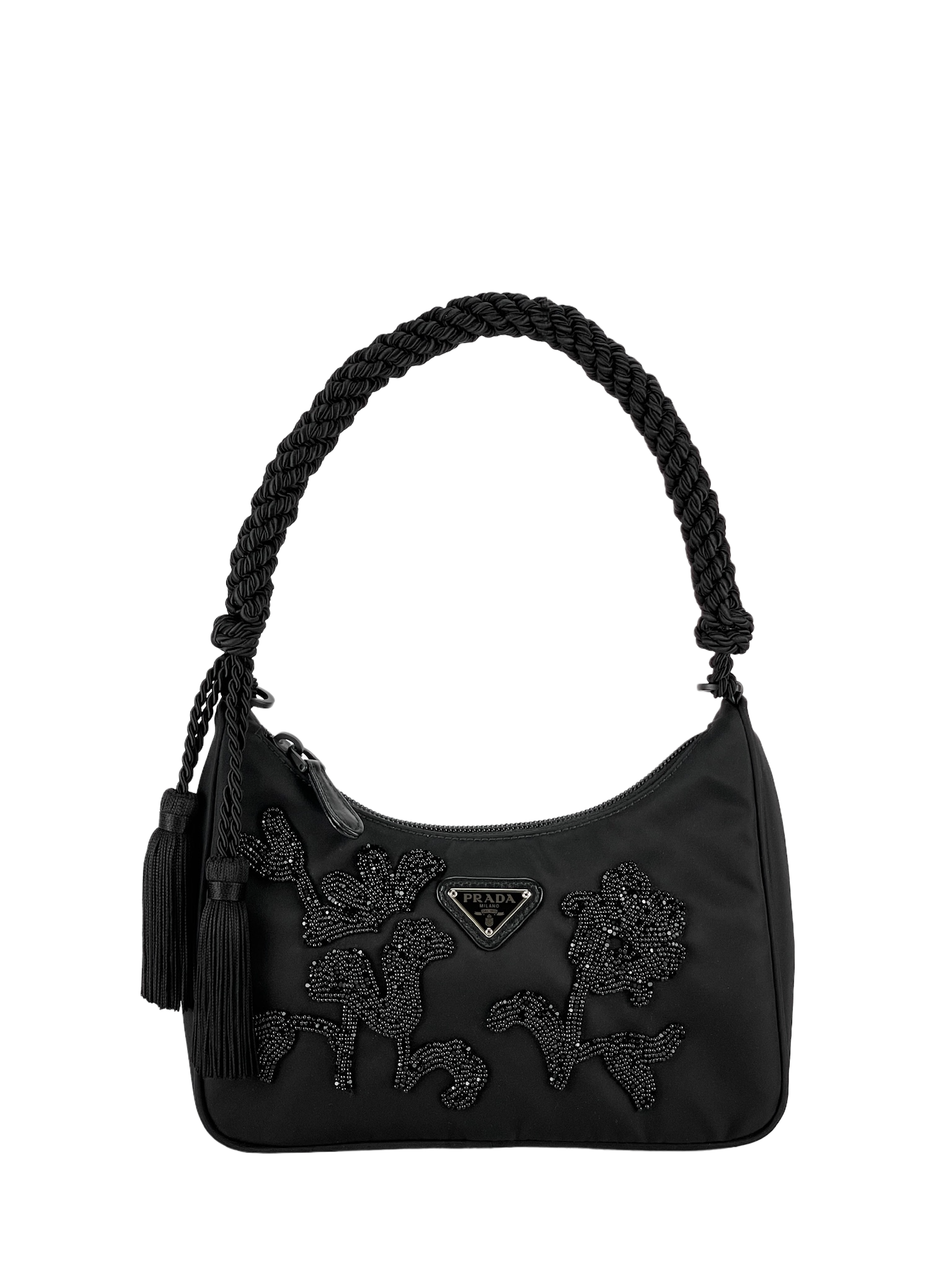 PRADA - Black 2way Nylon Hobo Bag