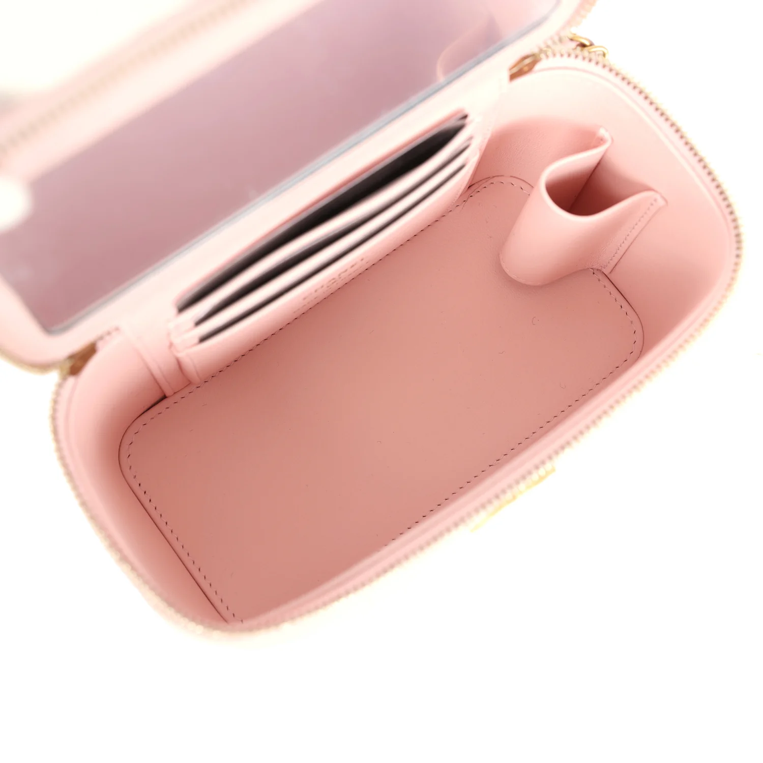 Chanel Small CC Vanity Case Light Pink Caviar Faux Pearls Brushed Gold Hardware