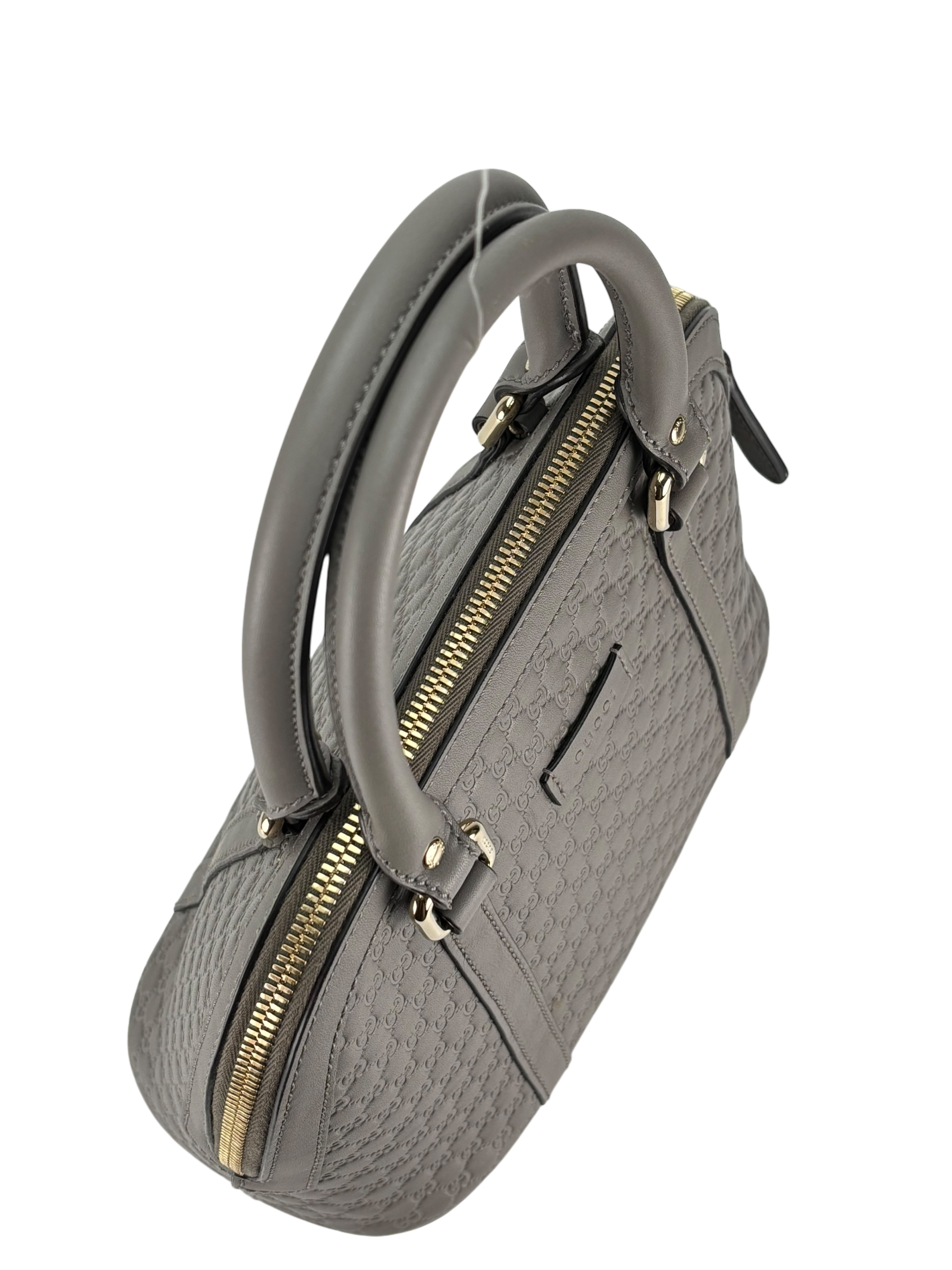 GUCCI - Grey Calfskin Mini Microguccissima Dome Bag