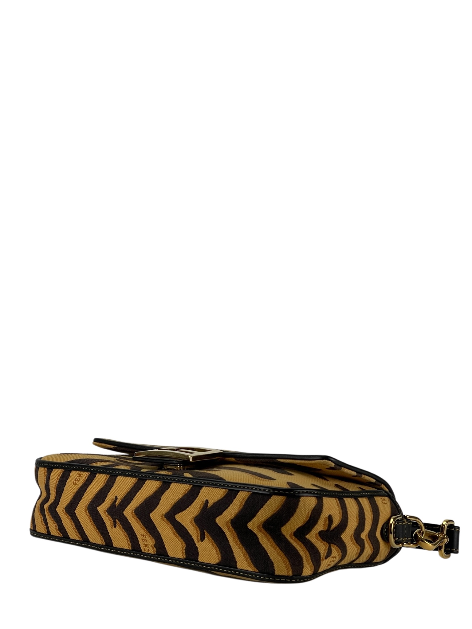 FENDI - Canvas Chinese New Year Tiger Embroidered Baguette Black Dark Yellow