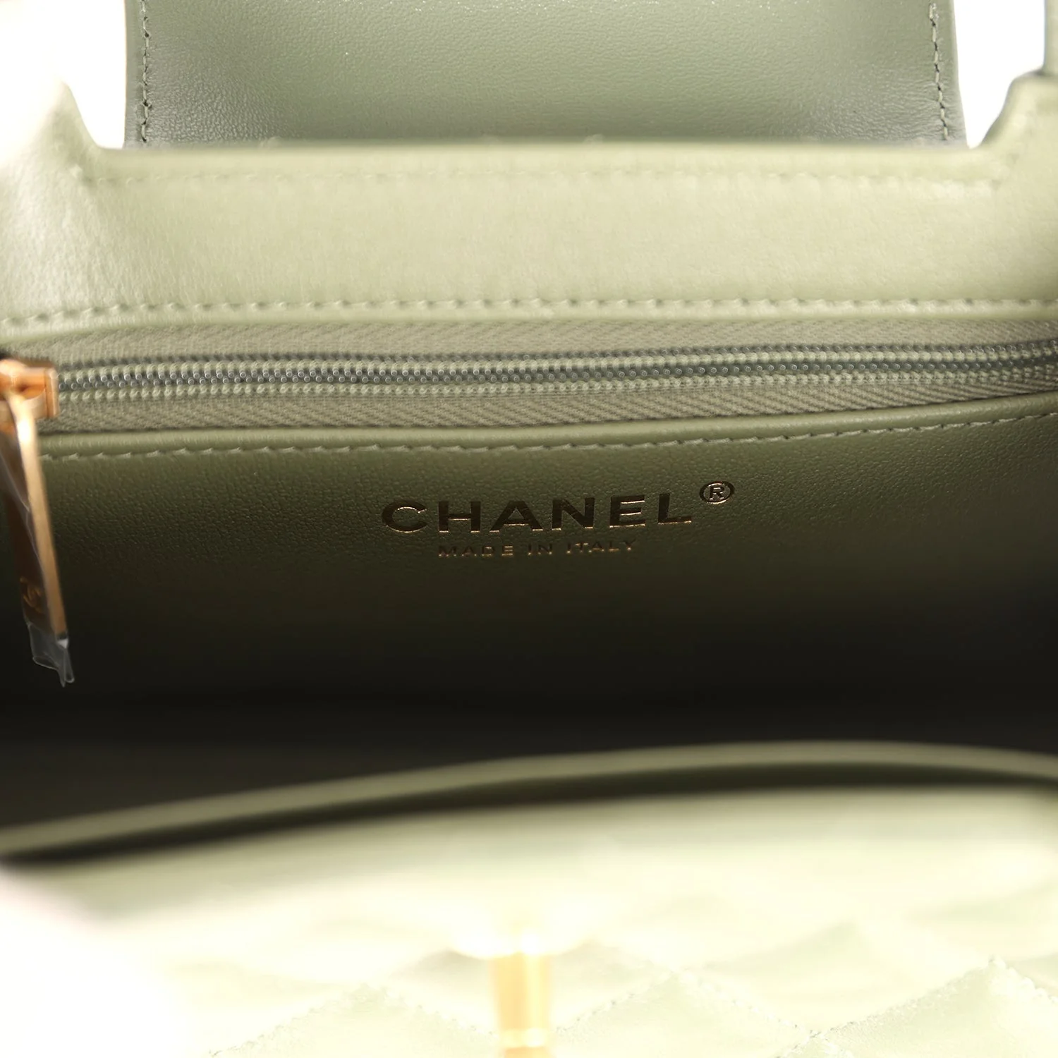 Chanel Small Kelly Shopper Khaki Shiny Aged Calfskin Brushed Gold Hardware