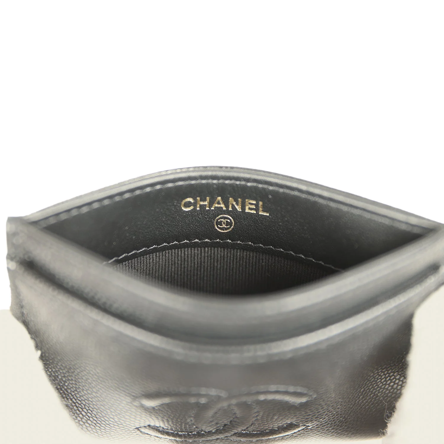 Chanel Classic CC Card Holder Wallet Black Shiny Caviar