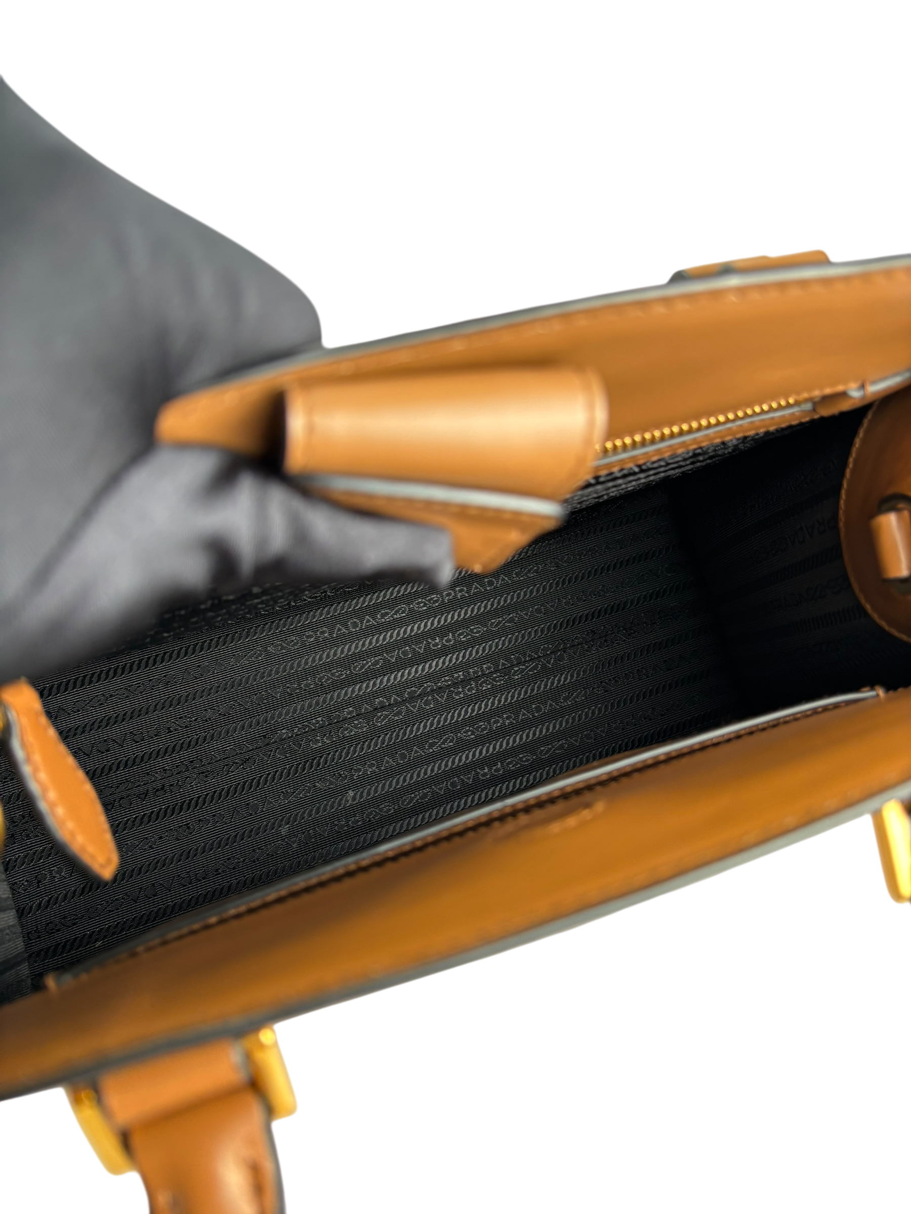 PRADA - Brown Calfskin Saffiano 2Way Hand Shoulder Bag