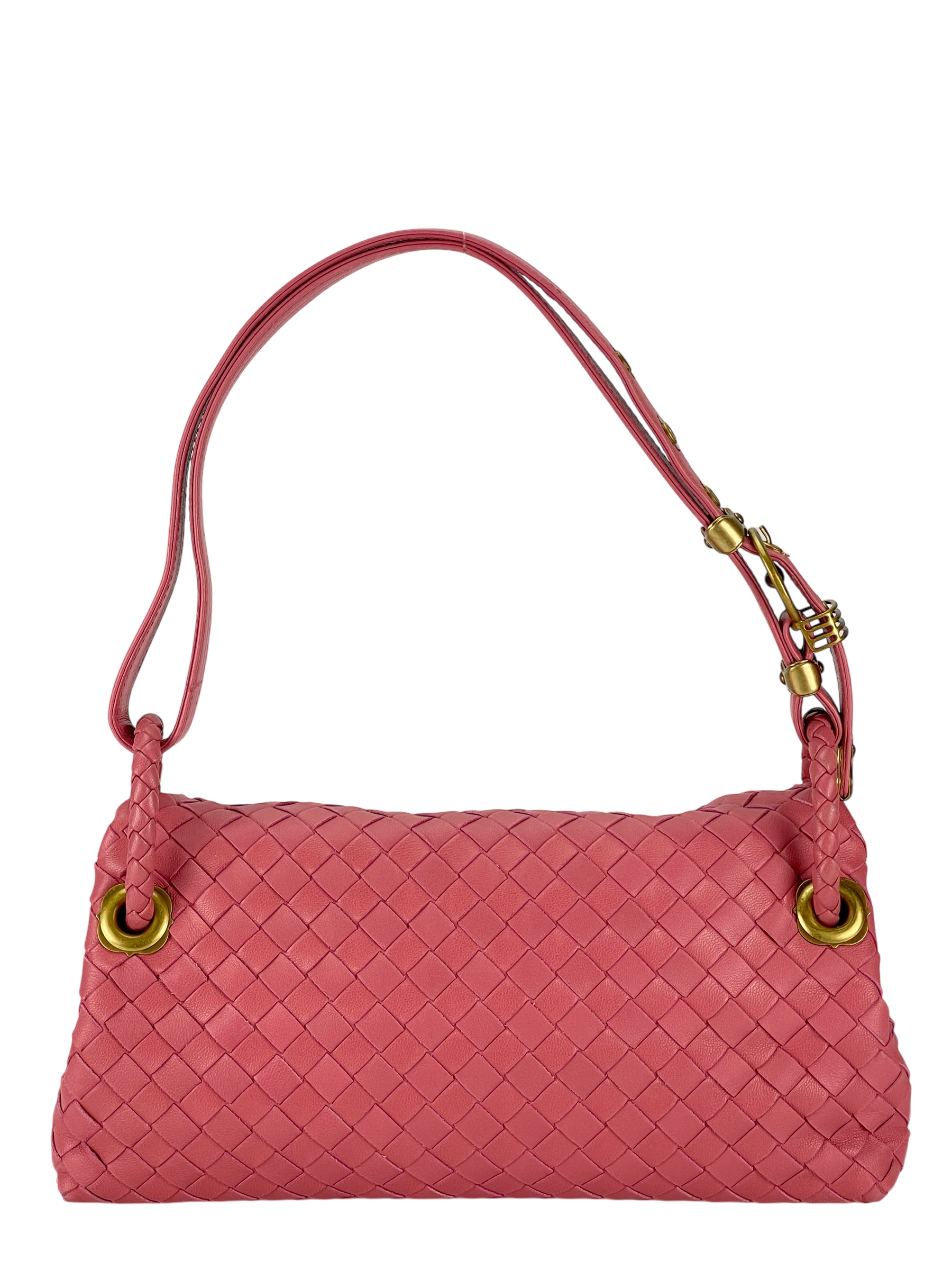 BOTTEGA VENETA - Pink Lambskin Intrecciato One Shoulder bag