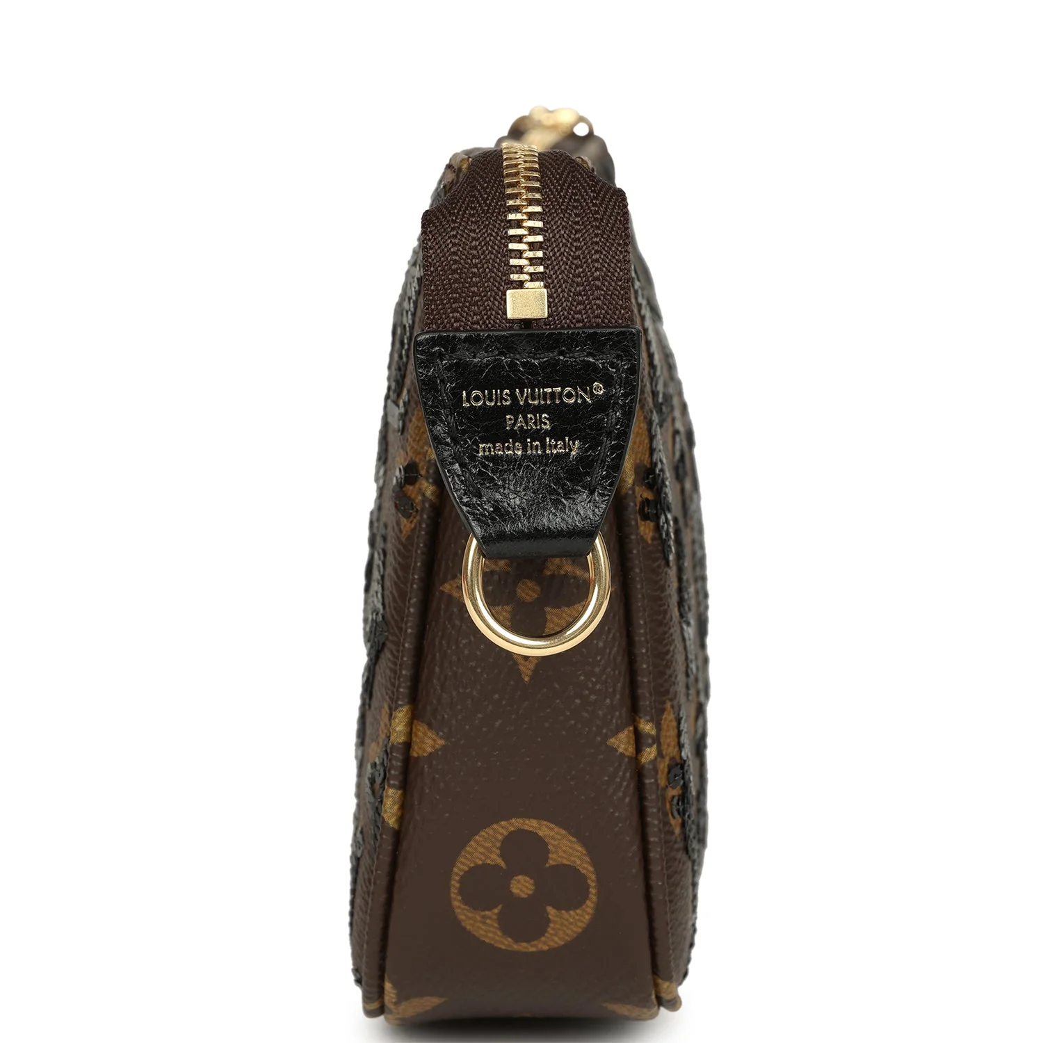 Louis Vuitton Pochette Accessories Black and Brown Monogram Sequin Gold Hardware