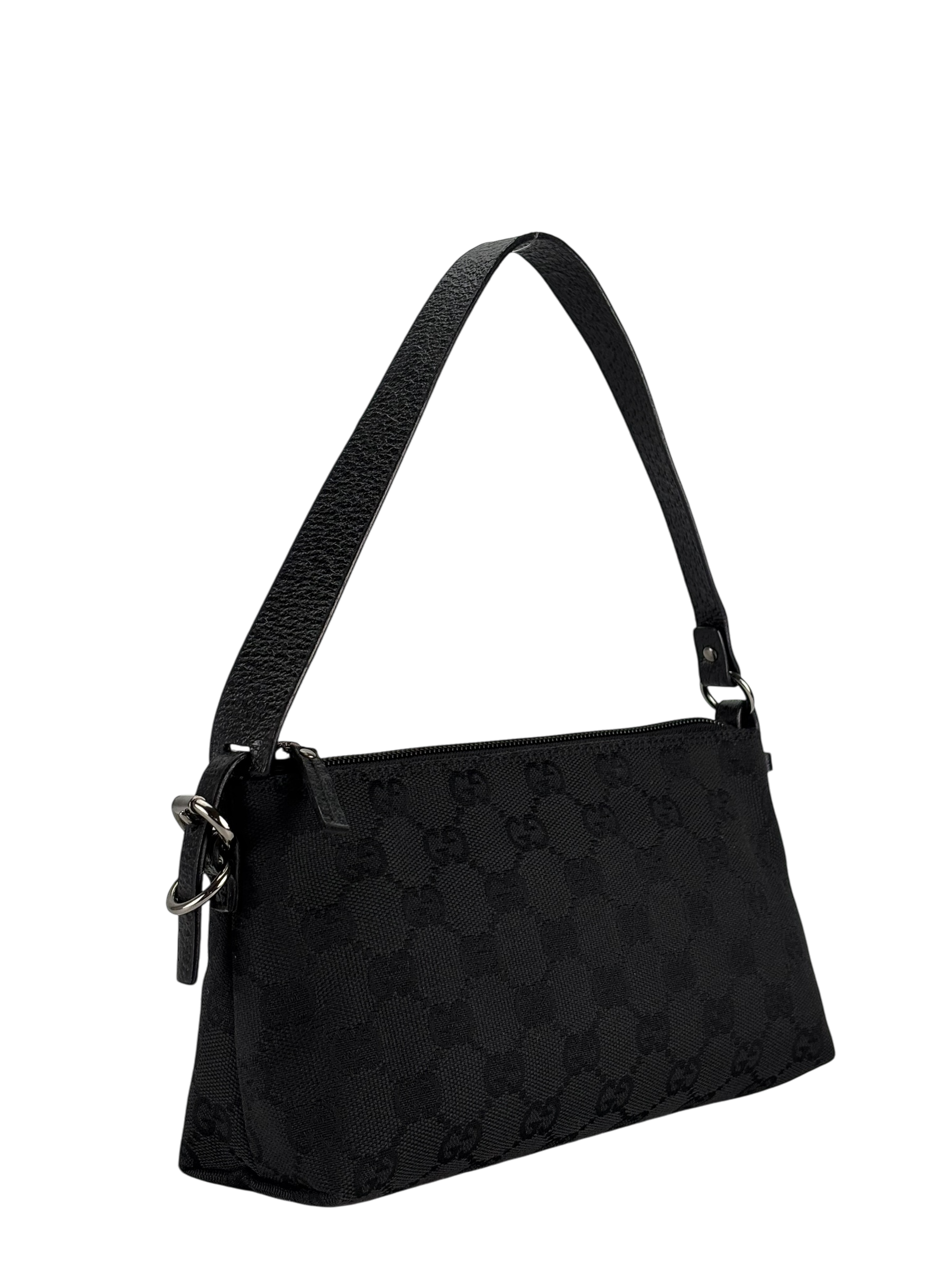 GUCCI - Black GG Canvas Shoulder Bag