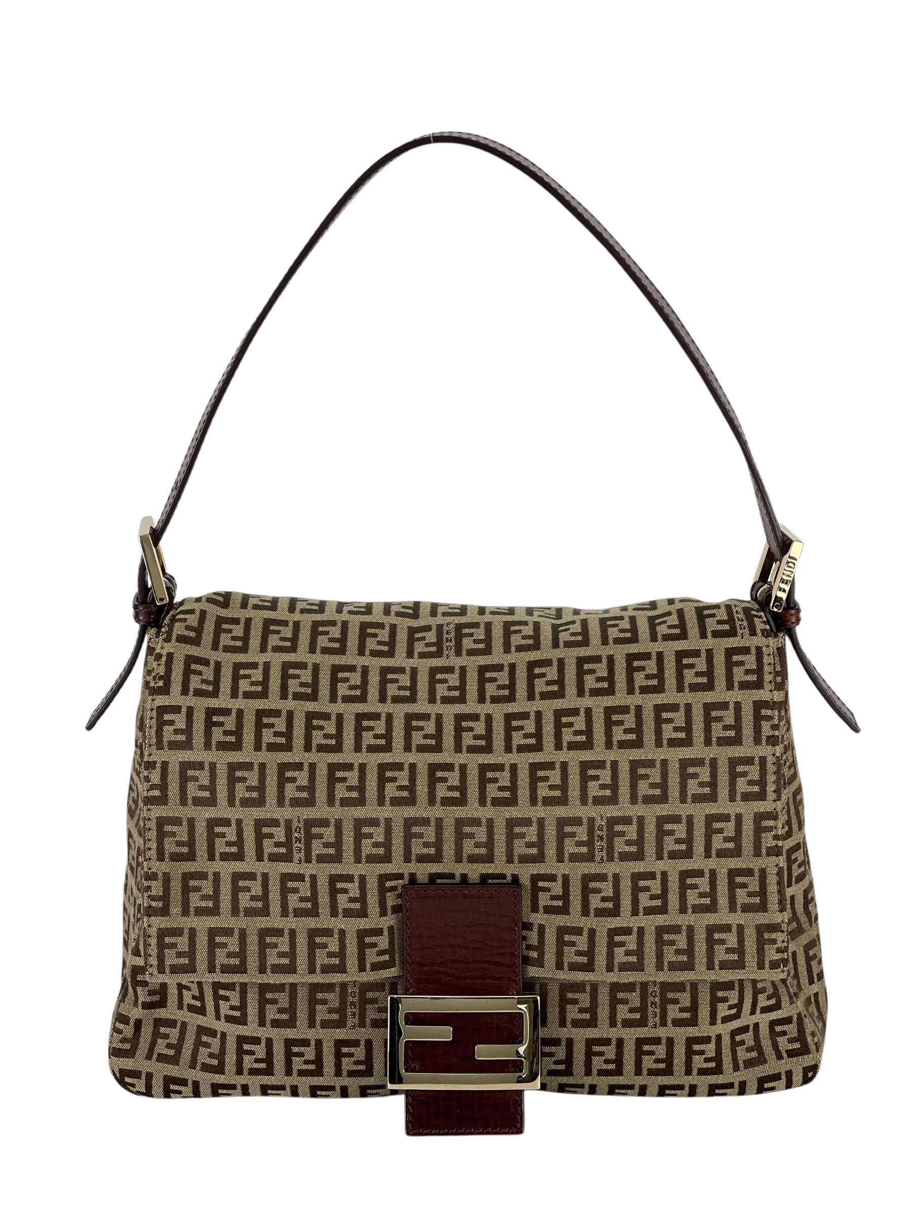 FENDI - Beige Zucca Mamma Baguette Handbag Silver Hardware