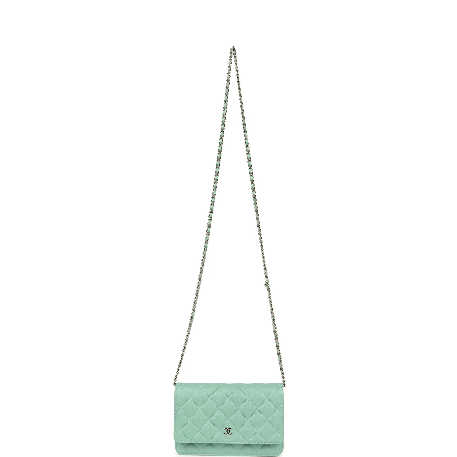 Chanel Wallet On Chain WOC Light Green Caviar Light Gold Hardware