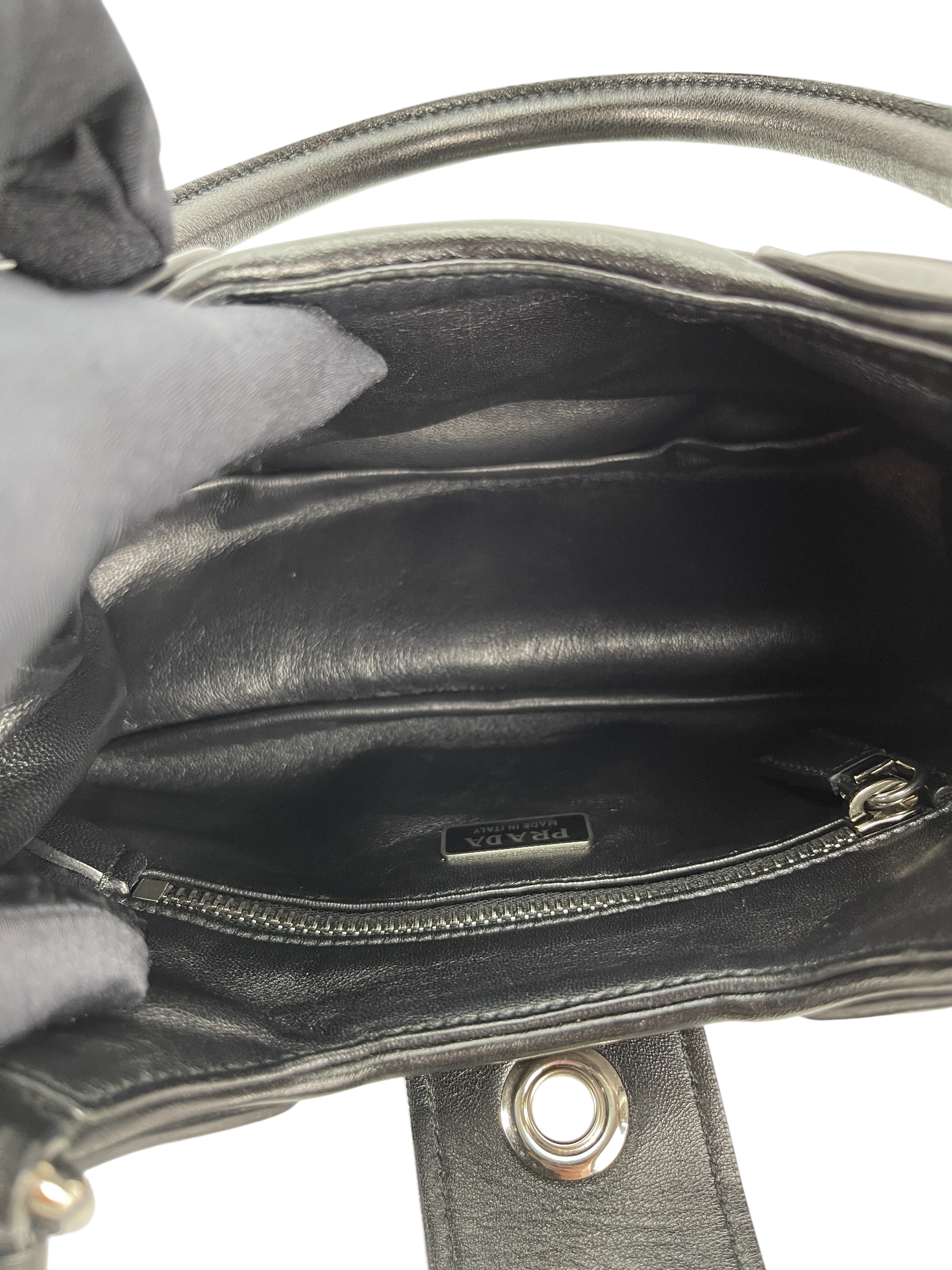 PRADA - Moon Padded Leather Nappa Handbag