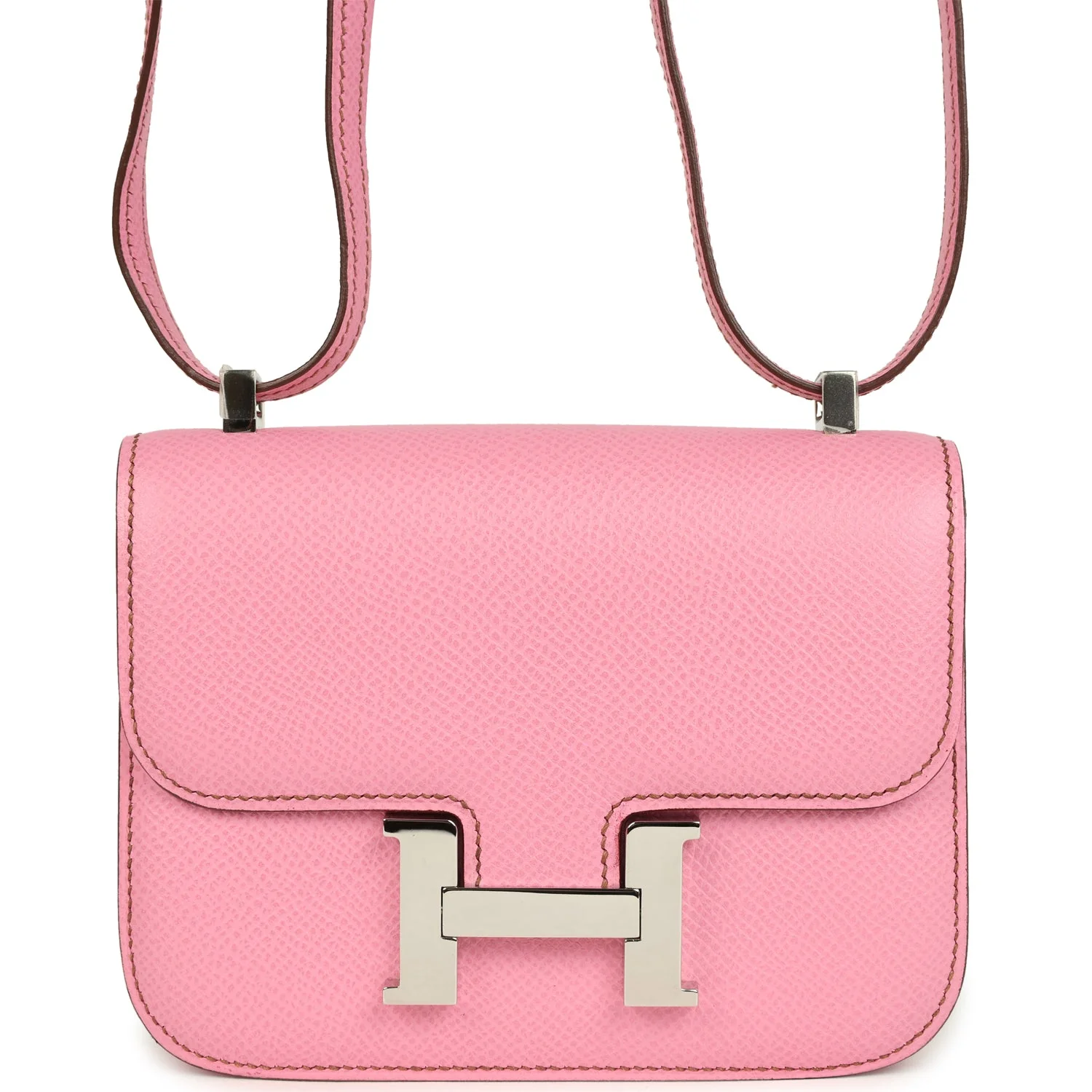 Pre-owned Hermes Micro Constance 14 Bubblegum Epsom Palladium Hardware