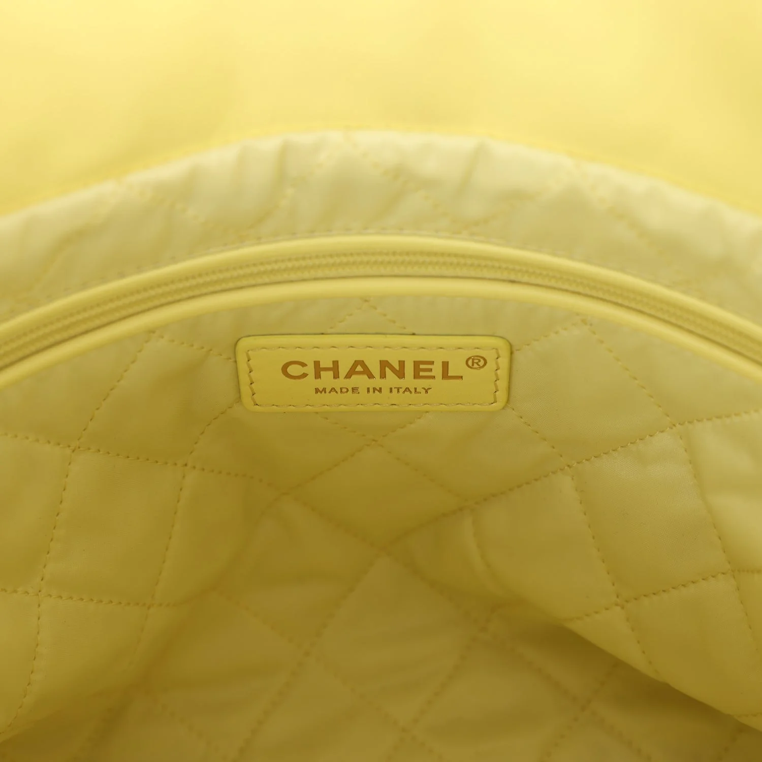 Chanel Small 22 Bag Yellow Shiny Calfskin Brushed Gold Hardware