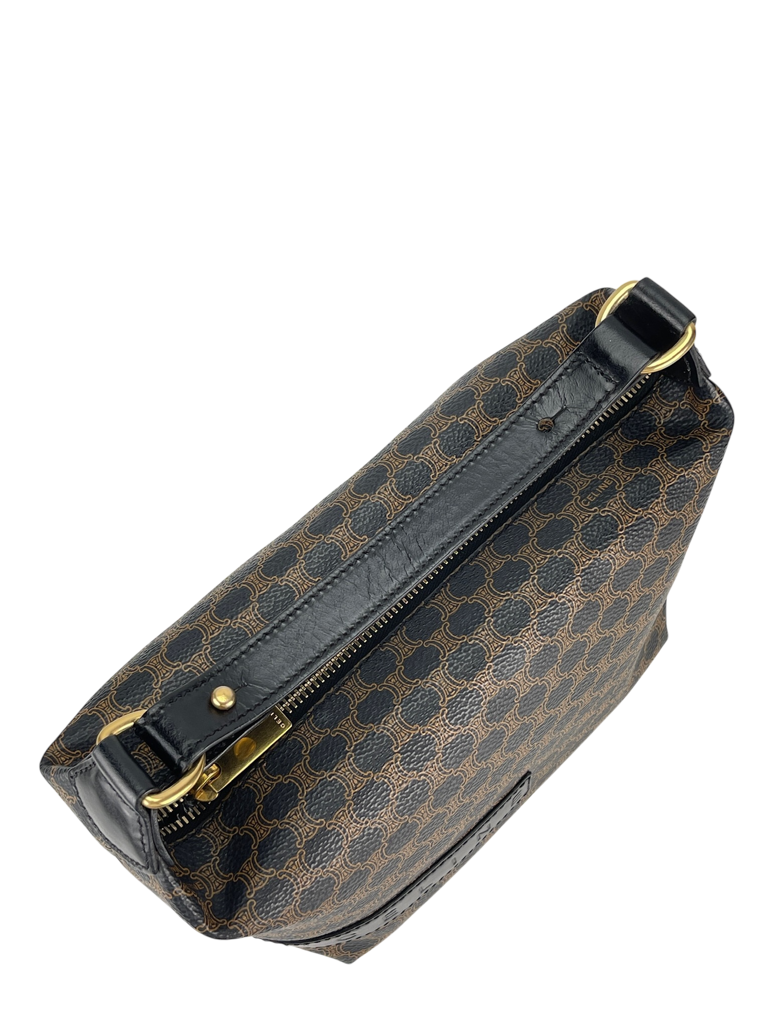 CELINE - Black Brown Macadam Pochette Hobo Bag