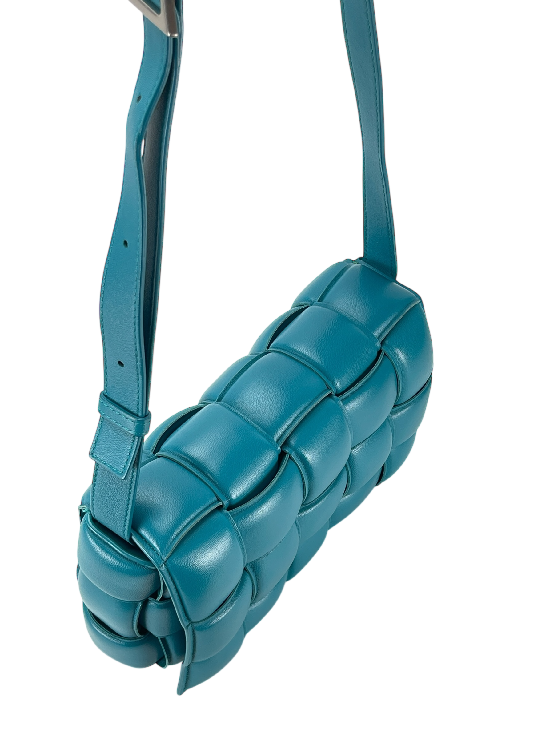 BOTTEGA VENETA - Peacock Blue Lambskin Cassette Shoulder Bag