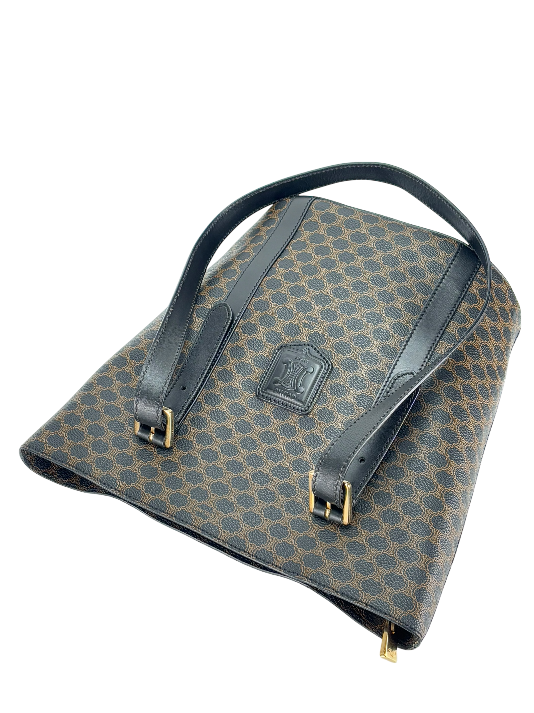 CELINE - Black Brown Macadam Bucket Bag