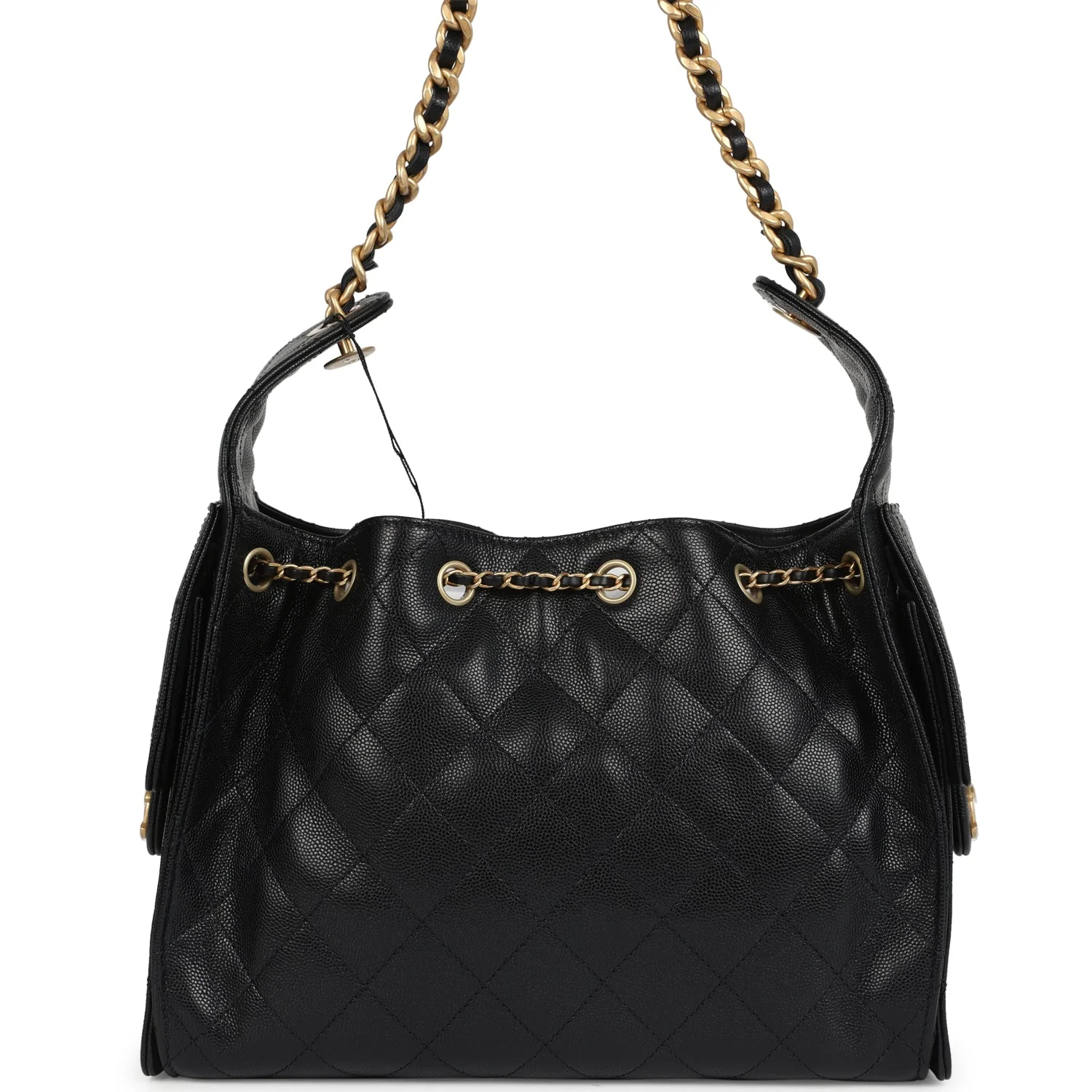 Chanel Small 25 Hobo Bag Black Caviar Antique Gold Hardware