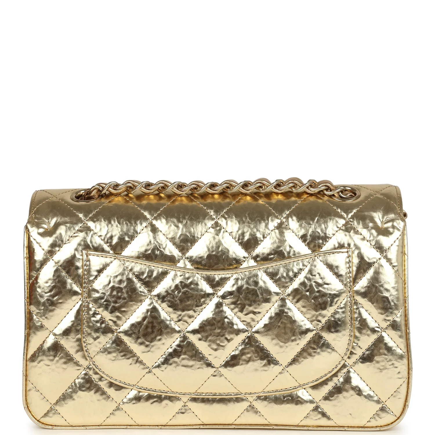 Chanel Small Classic Double Flap Gold Hammered Metallic Calfskin Brushed Gold Hardware