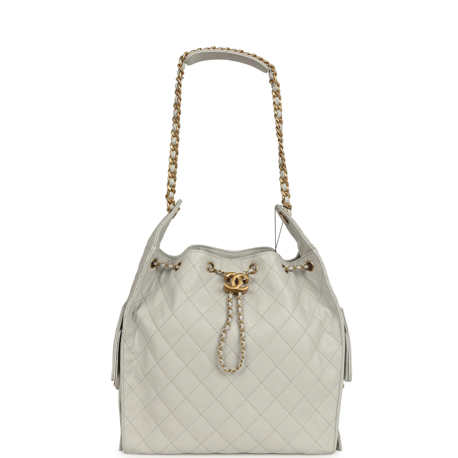 Chanel Medium 25 Hobo Bag Light Grey Caviar Antique Gold Hardware