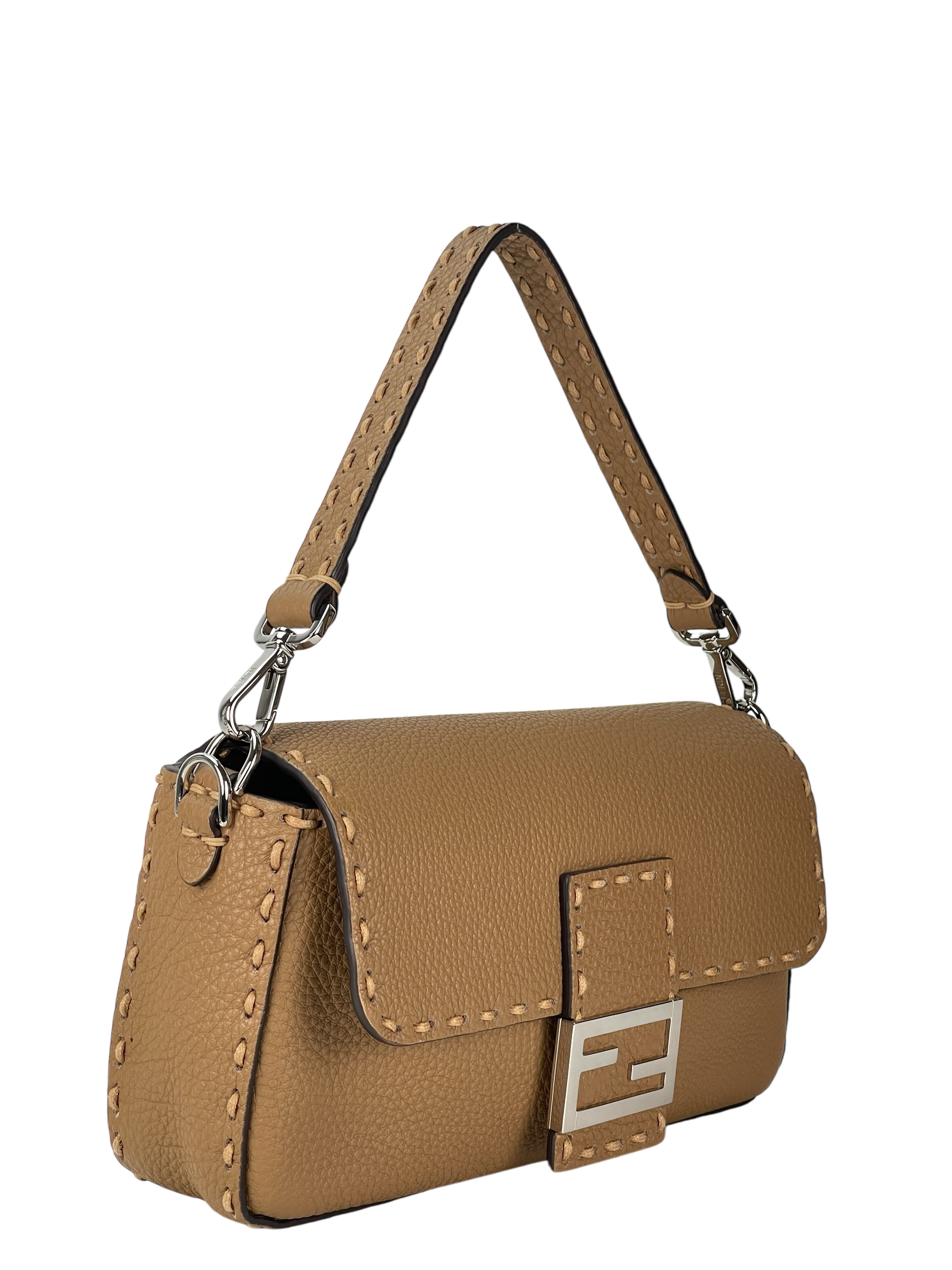 FENDI - Beige Calfskin 2way Selleria Baguette Handbag