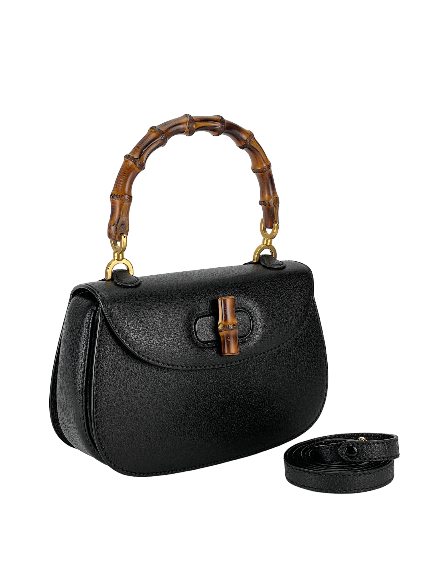 GUCCI - 2way Smalll leather Bamboo Handbag