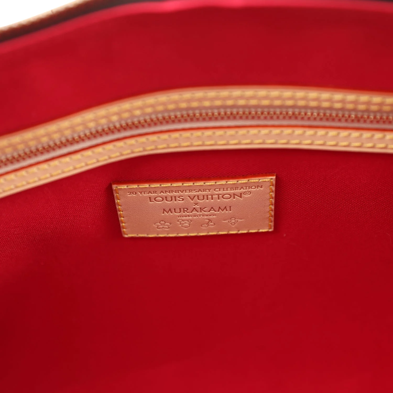 Louis Vuitton X Murakami Keepall Bandouliere 45 Red and Brown Cherry Monogram Gold Hardware