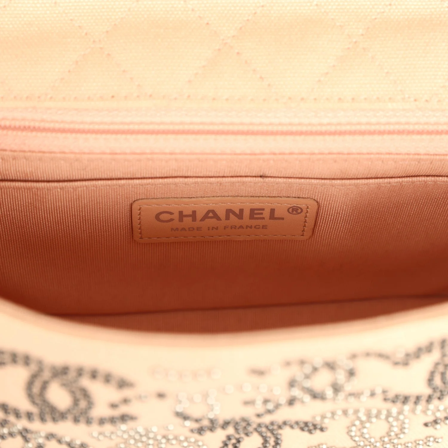 Pre-owned Chanel Mini CC Studded Rectangular Flap Bag Light Pink Canvas Ruthenium Hardware