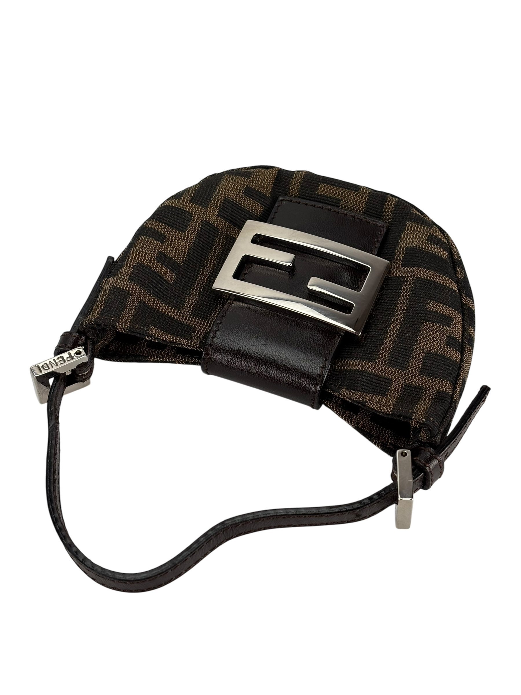 FENDI - Zucca Canvas Mini Croissant Handbag Black Brown
