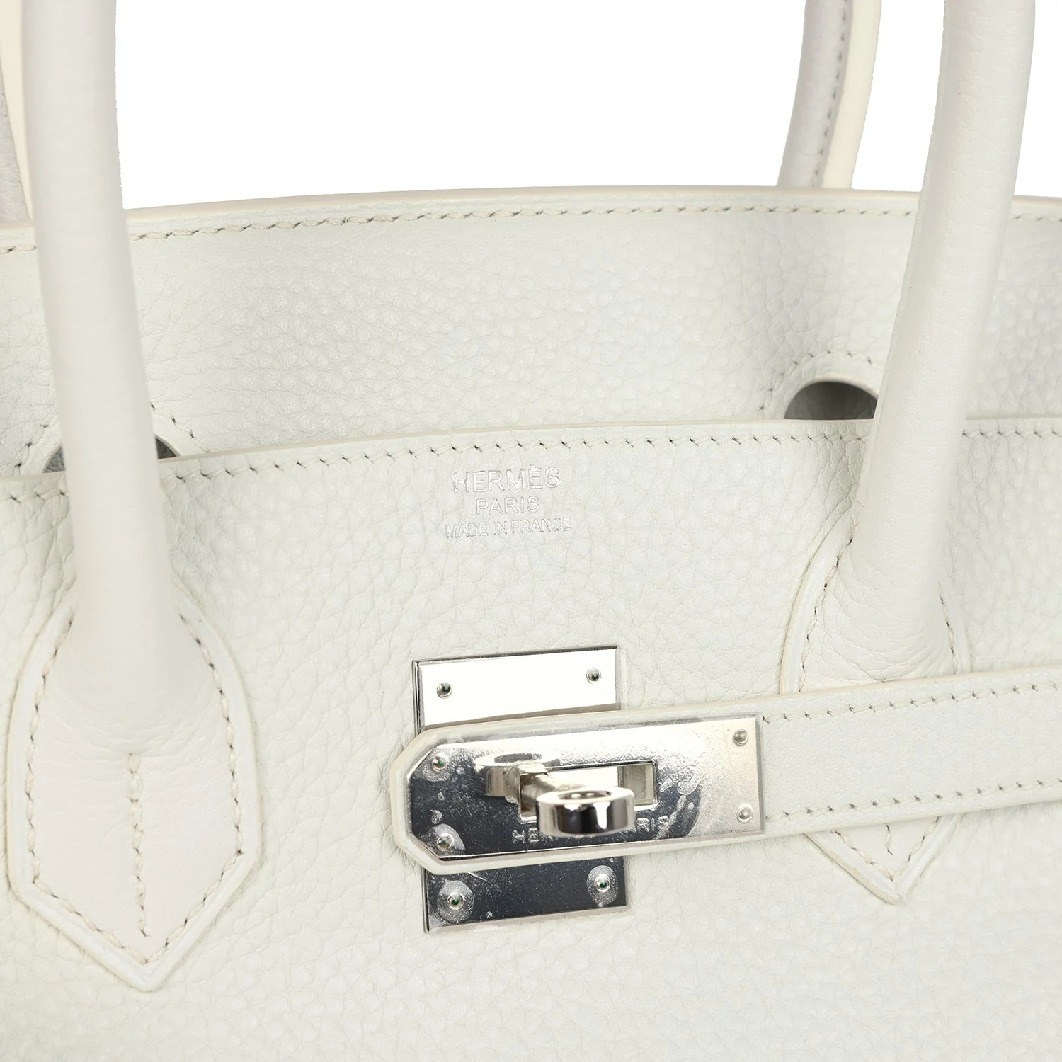 Pre-owned Hermes Birkin 30 White Clemence Palladium Hardware