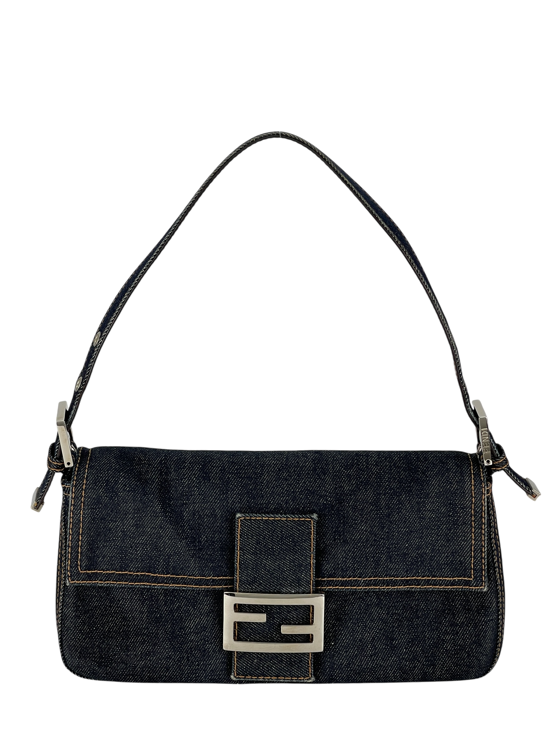 FENDI - Dark Denim Baguette Bag Silver Hardware