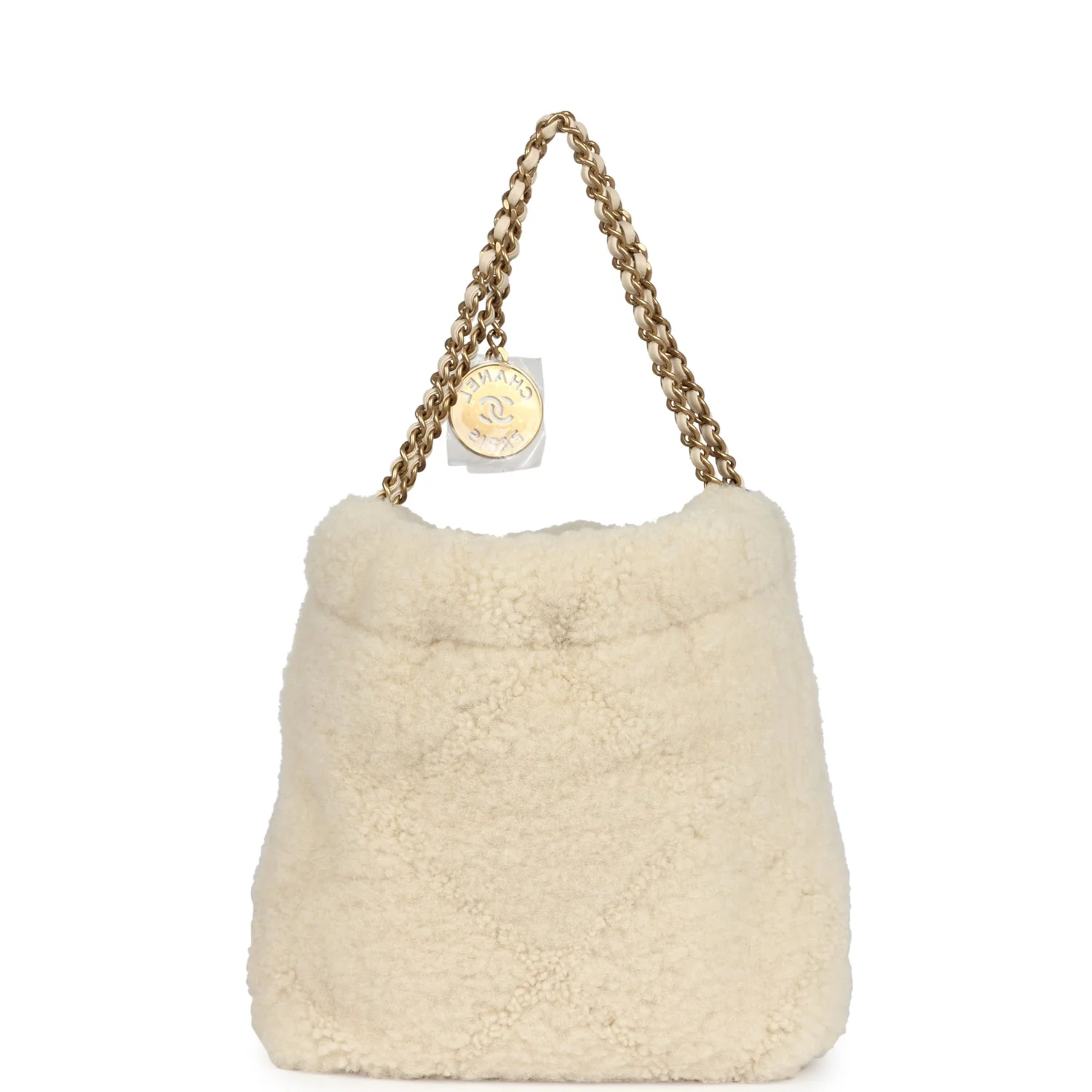 Chanel Mini 22 Bag Ecru Shearling Gold Hardware
