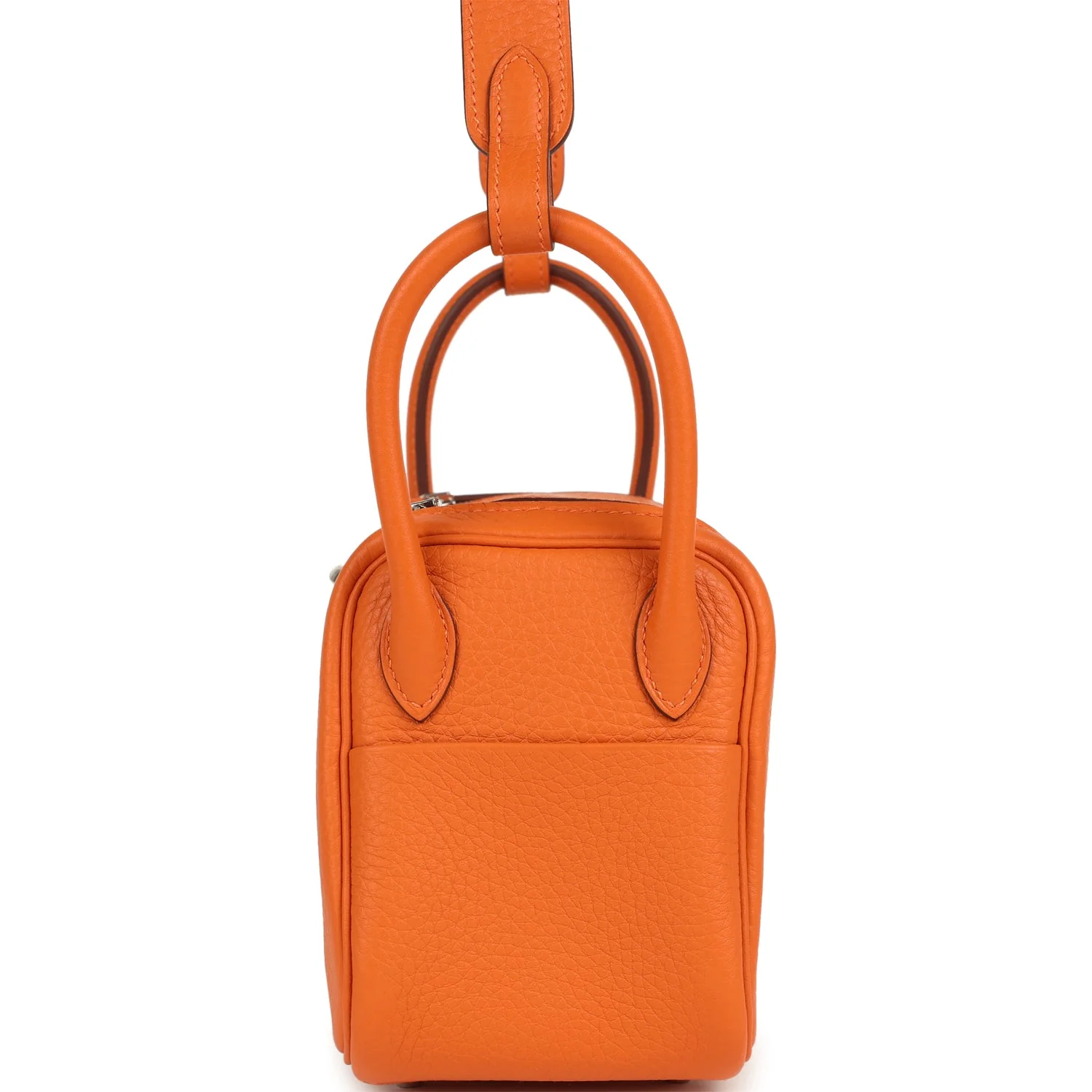 Hermes Mini Lindy II Orange Clemence Palladium Hardware