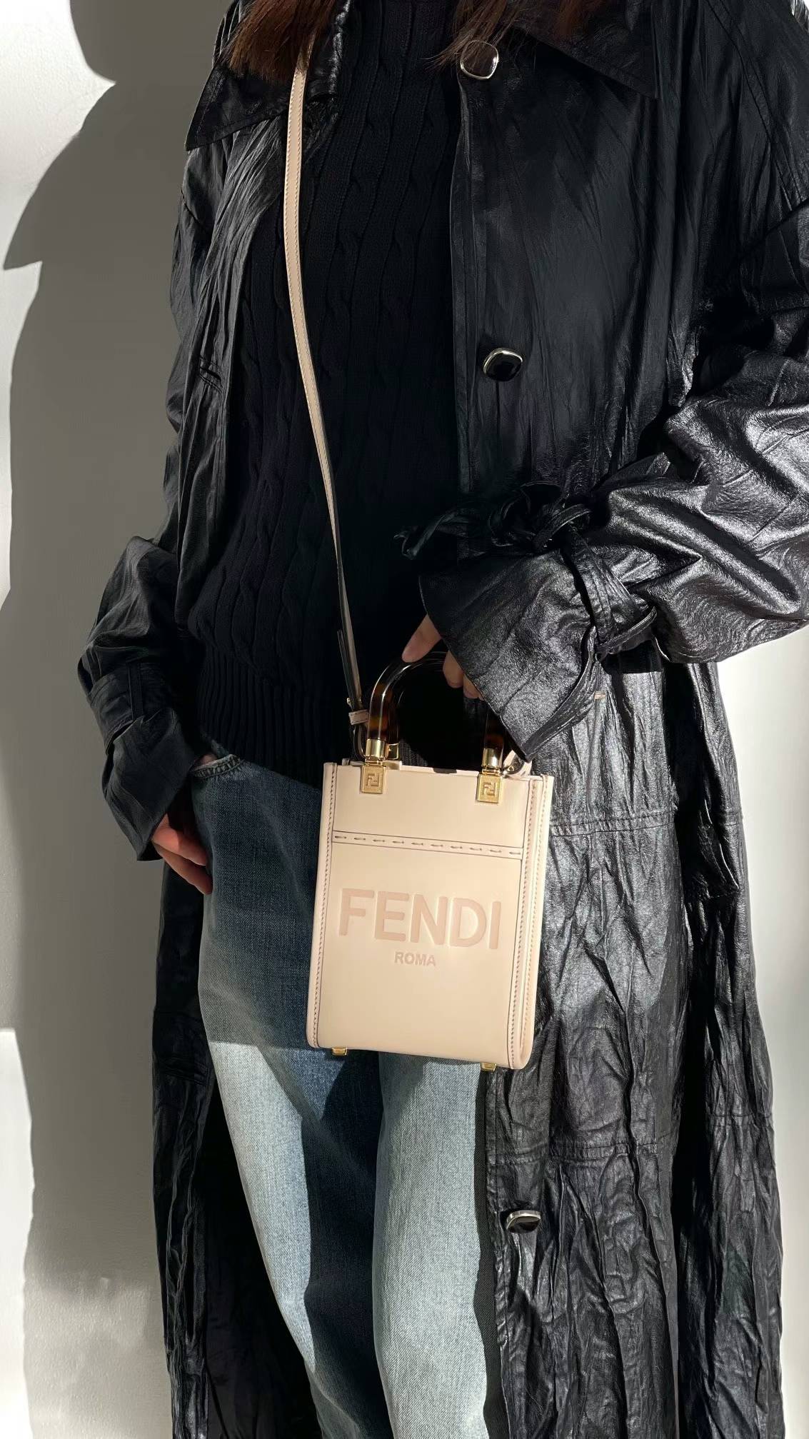 FENDI - Sunshine Logo Debossed Mini Tote Bag
