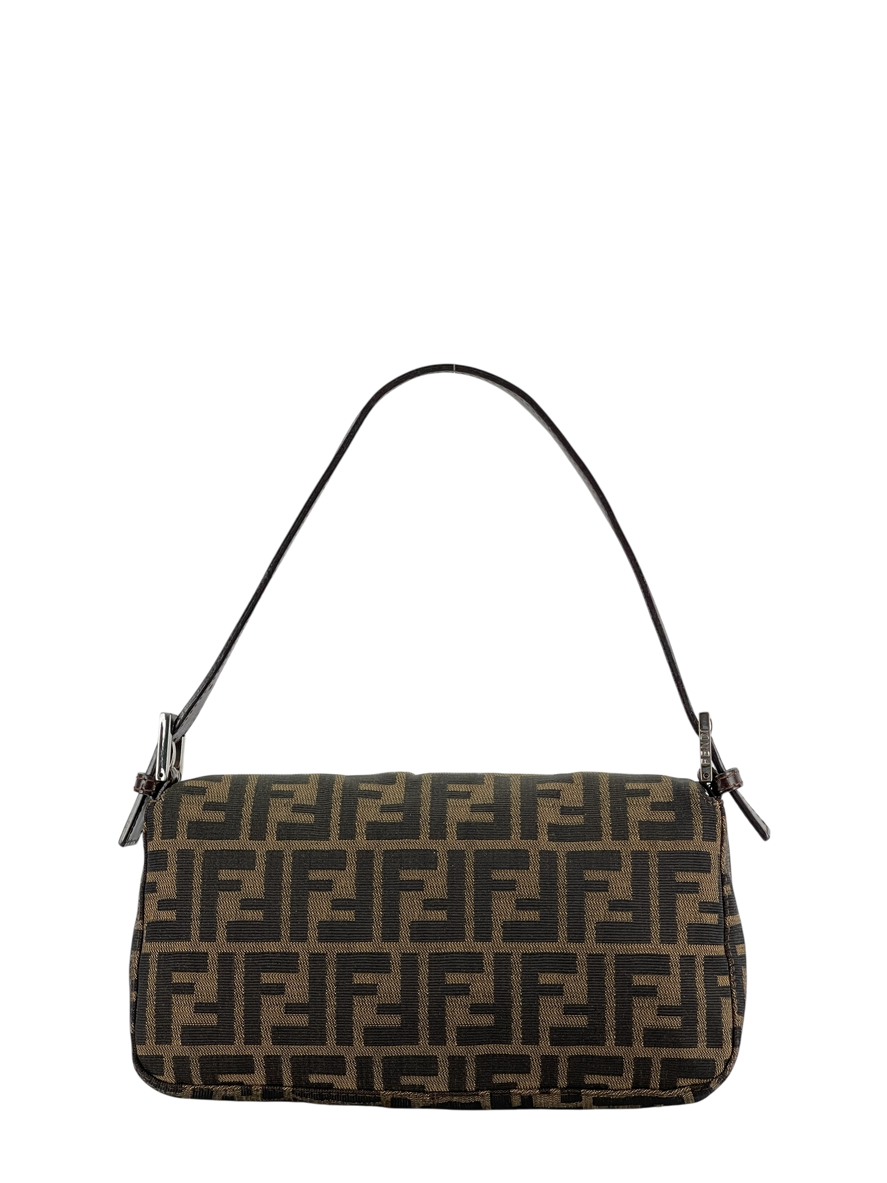 FENDI - Brown Zucca Baguette Handbag Silver Hardware