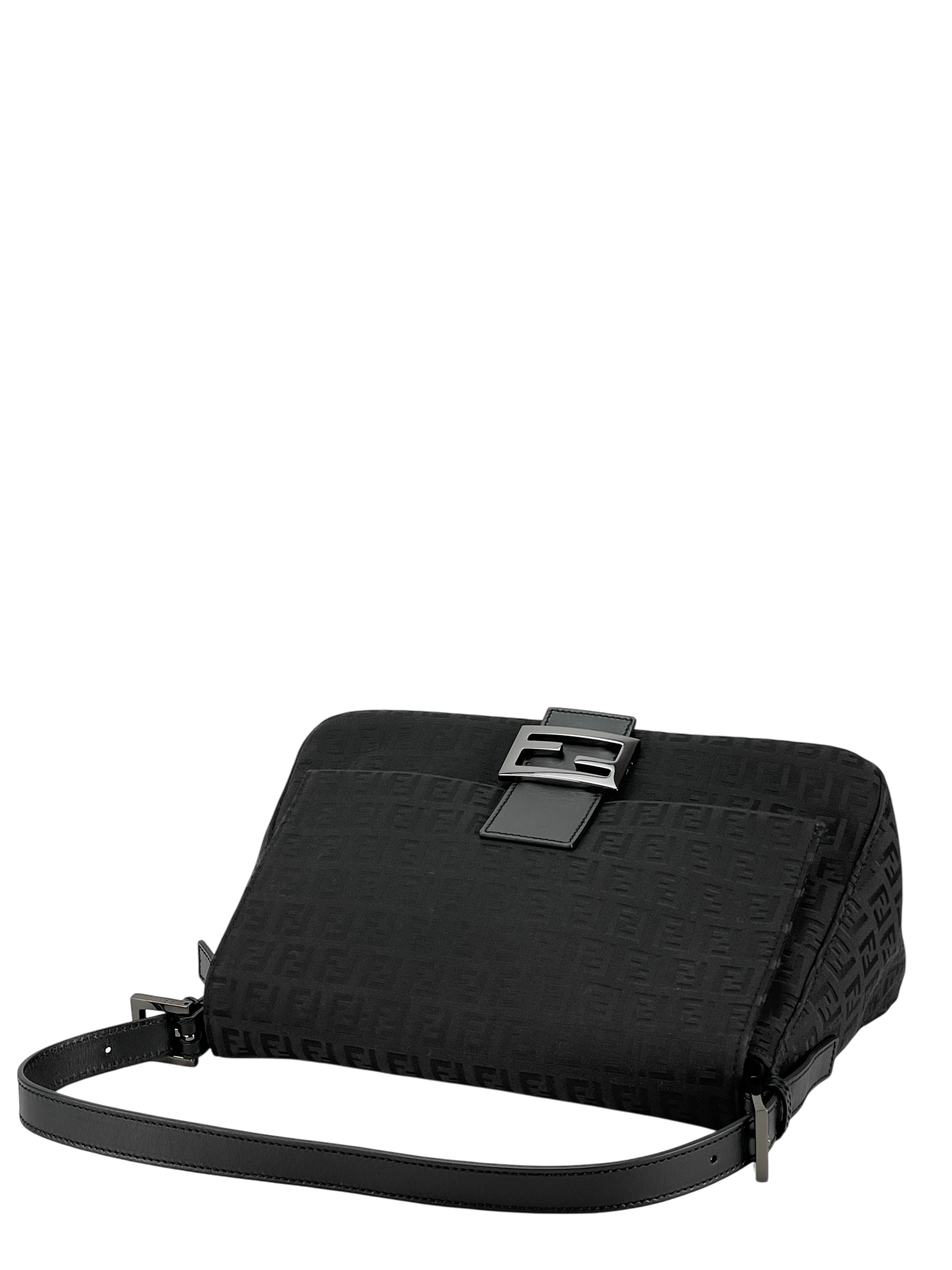 FENDI - Black Canvas Zucca Mamma Bucket Shoulder Bag Black hardware