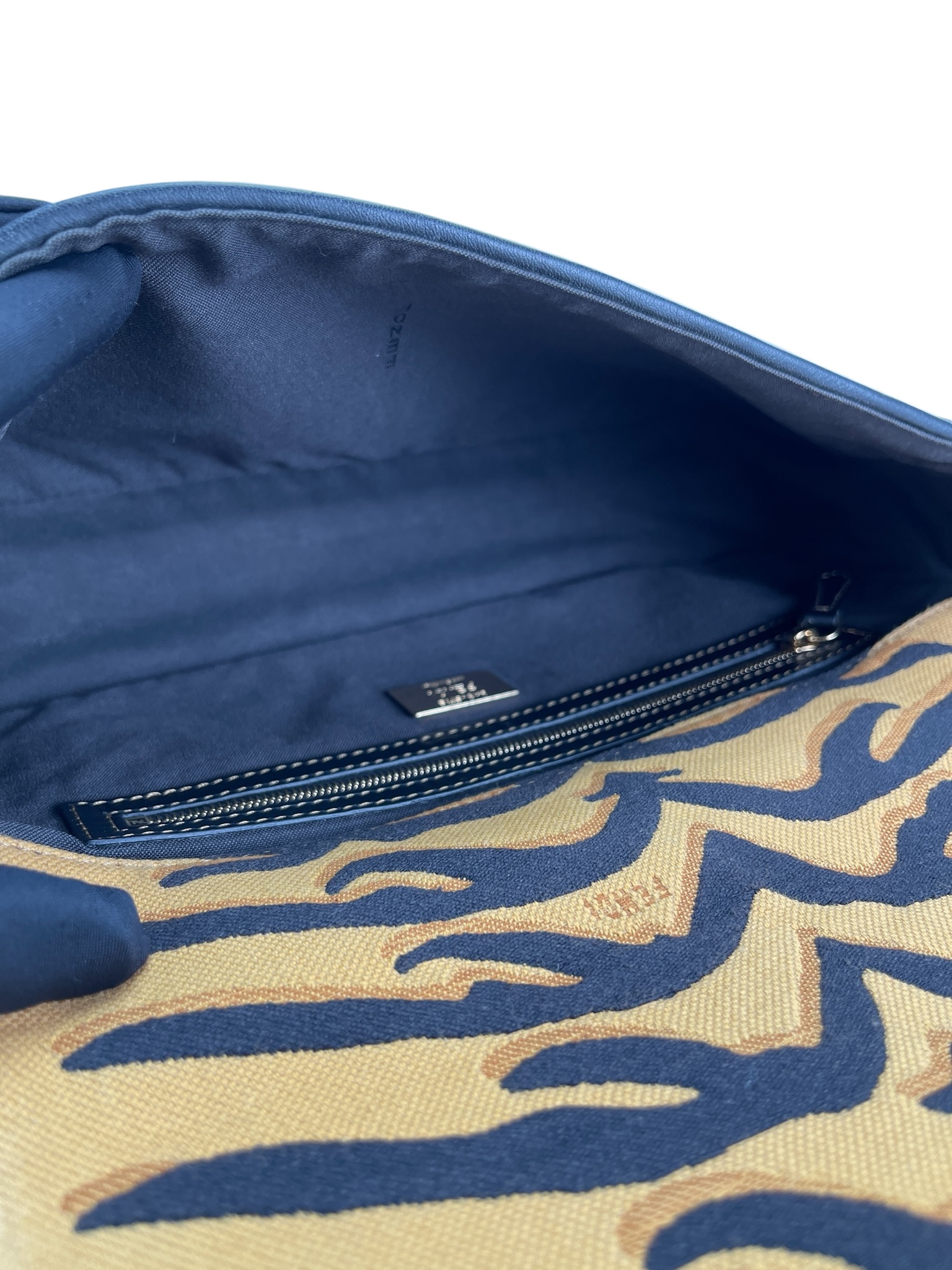 FENDI - Canvas Chinese New Year Tiger Embroidered Baguette Black Dark Yellow