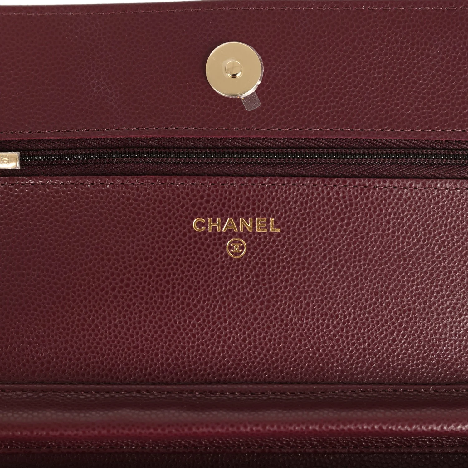 Chanel Wallet On Chain WOC Dark Burgundy Shiny Caviar Light Gold Hardware