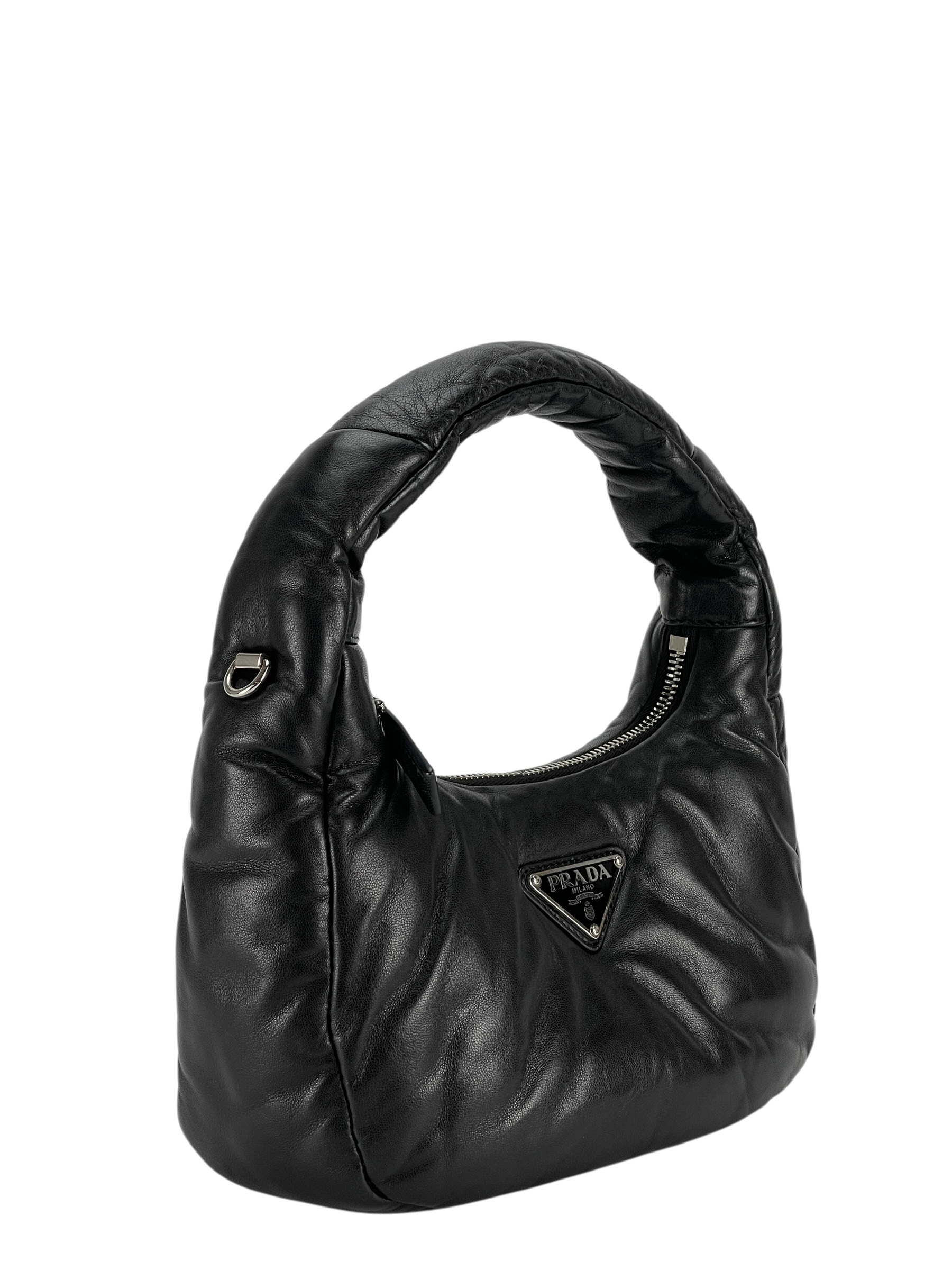 PRADA - Mini Soft Padded Nappa Black Leather