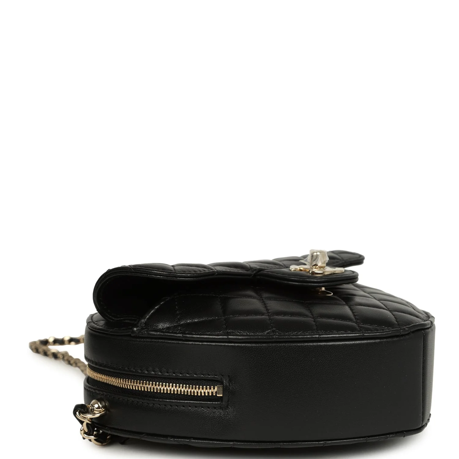 Chanel CC In Love Large Heart Bag with Chain Black Lambskin Light Gold Hardware