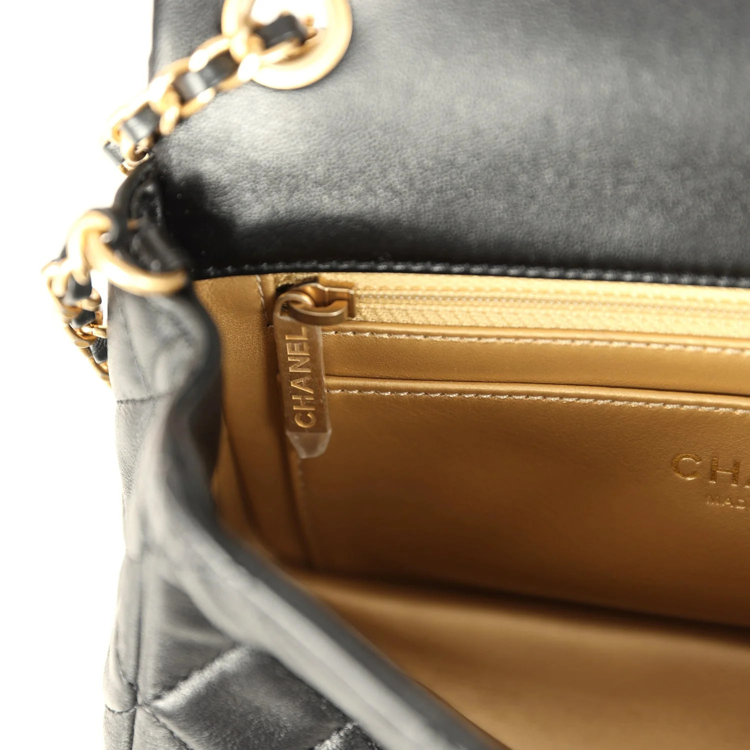 Chanel Mini Pearl Crush Rectangular Flap Bag Black Lambskin Brushed Gold Hardware