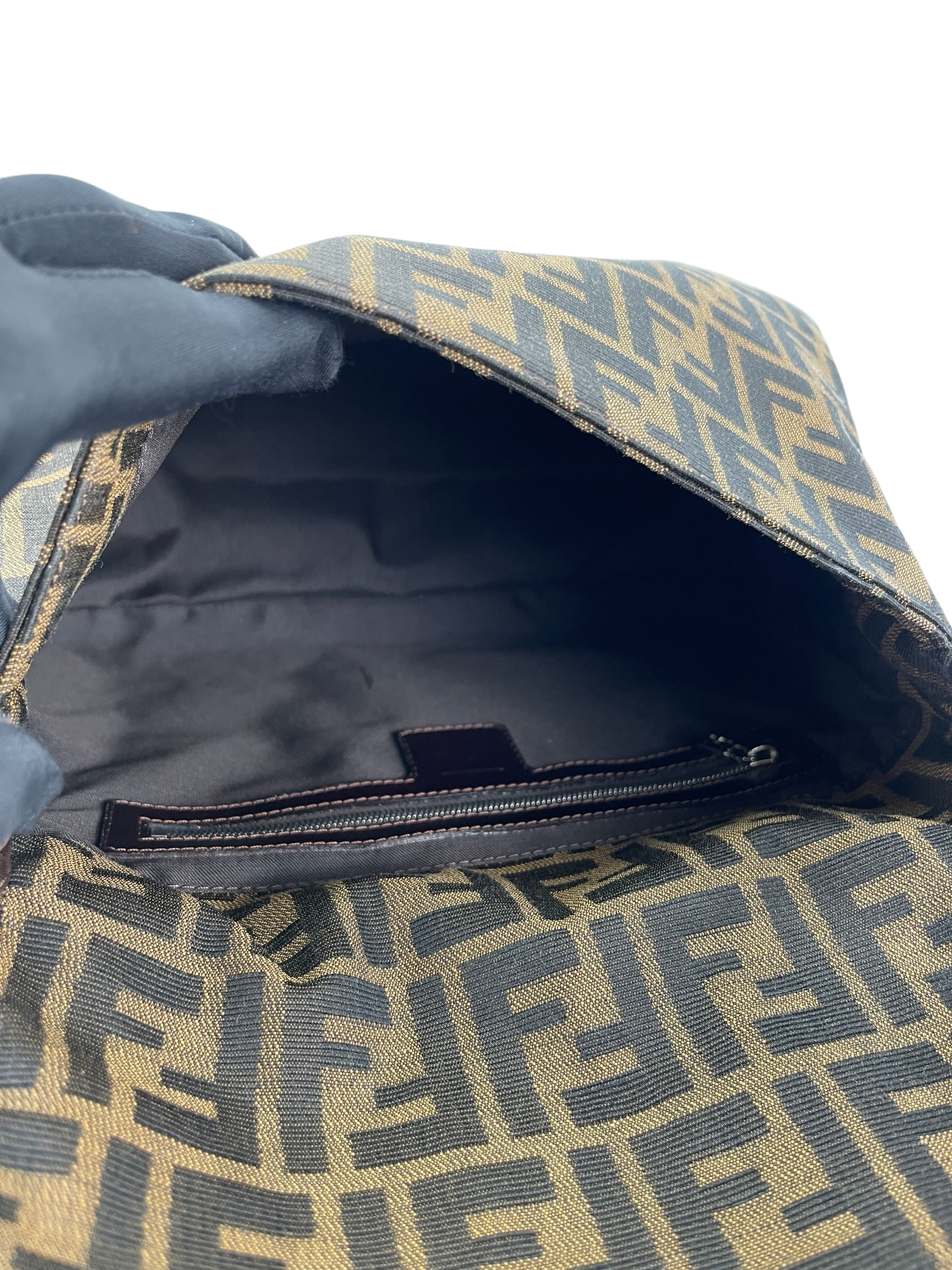 FENDI - Brown Zucca Mamma Baguette Handbag Silver Hardware