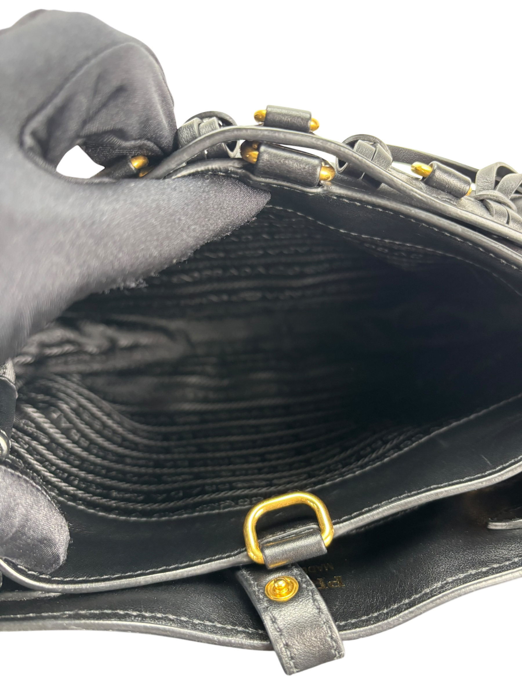 PRADA - Black Saffiano Cuir Calf Corsaire Bag